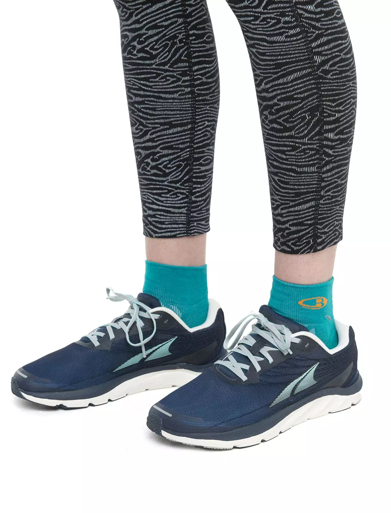 Merino high rise tights for women with IB Topo Lines pattern