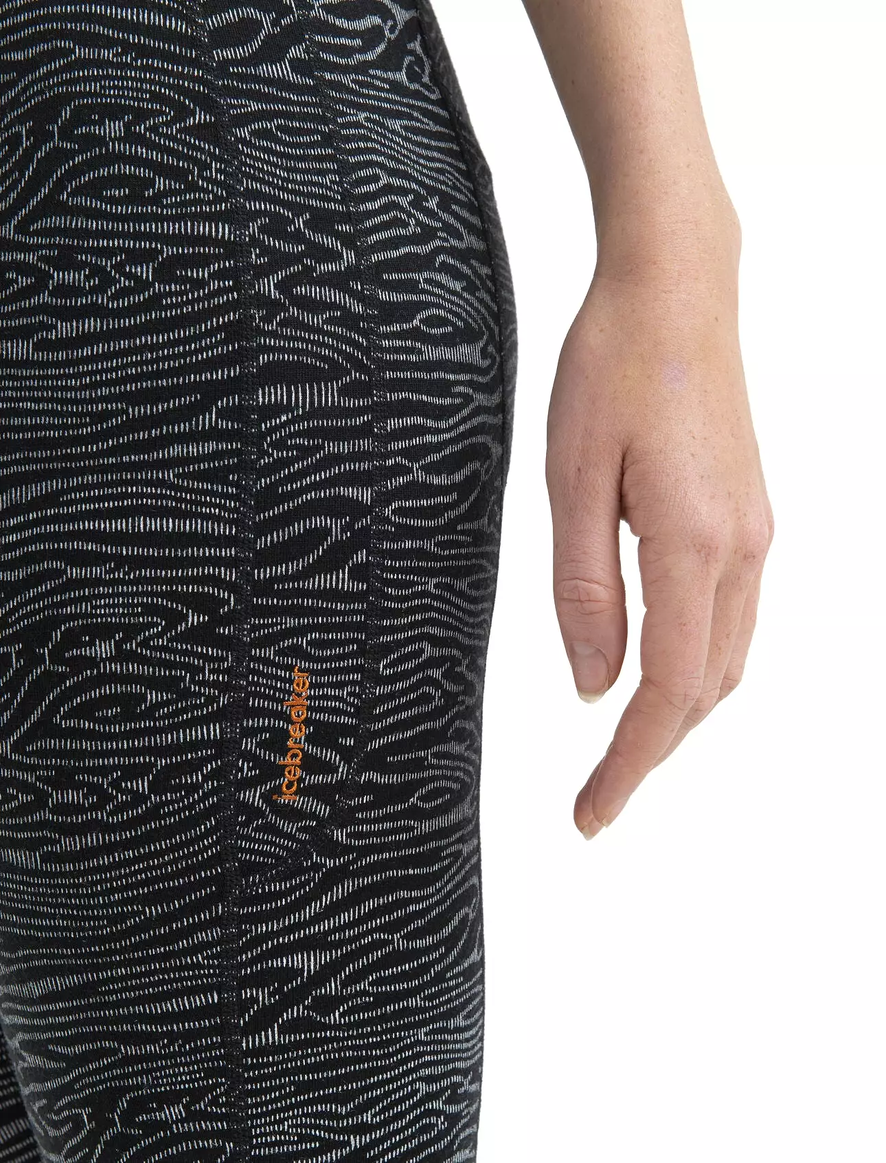 Merino high rise tights for women with IB Topo Lines pattern