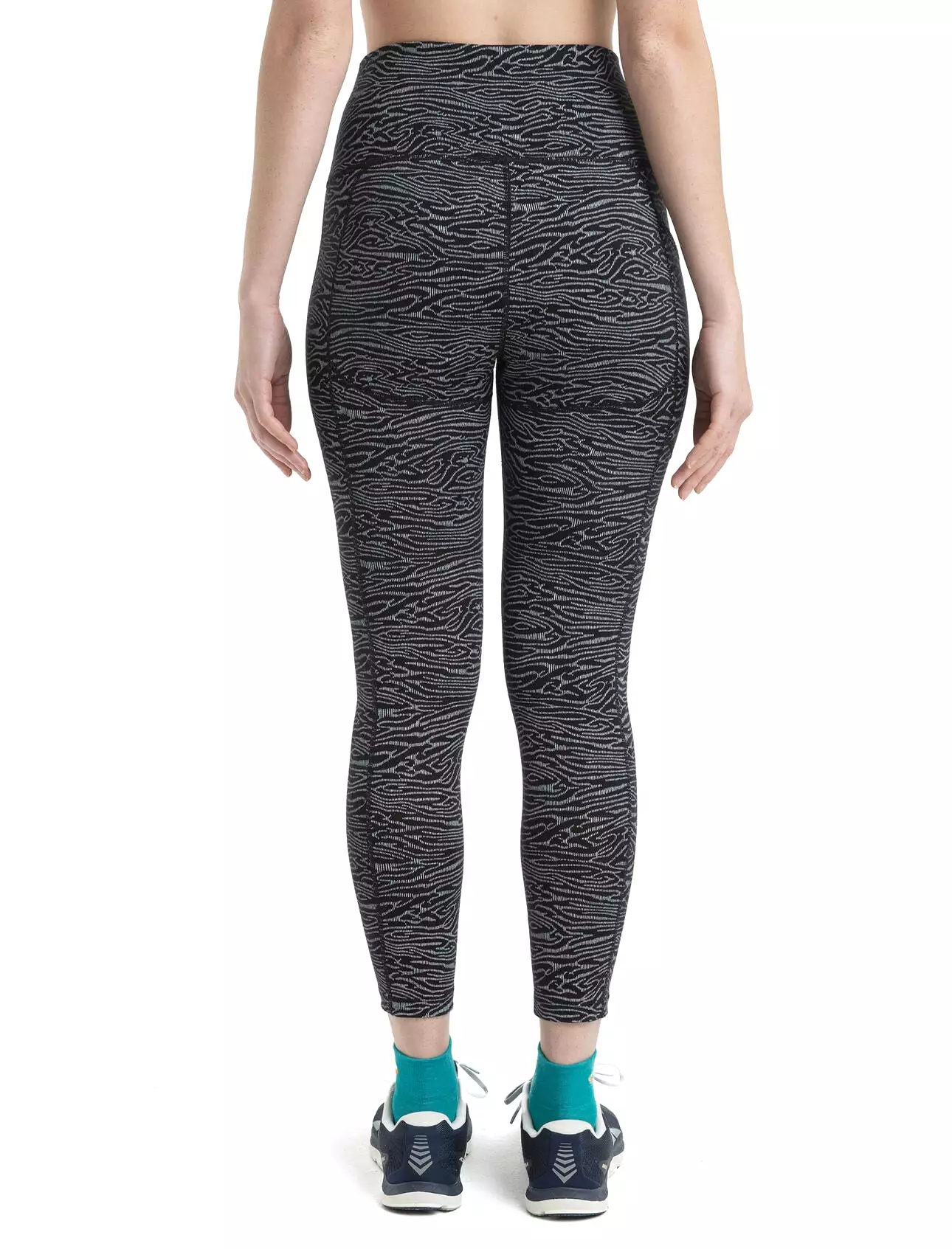 Merino high rise tights for women with IB Topo Lines pattern