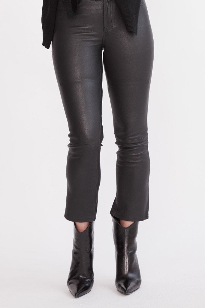 Midtown Kick Flare Pant - Black Leather with Stretch - Shop Now