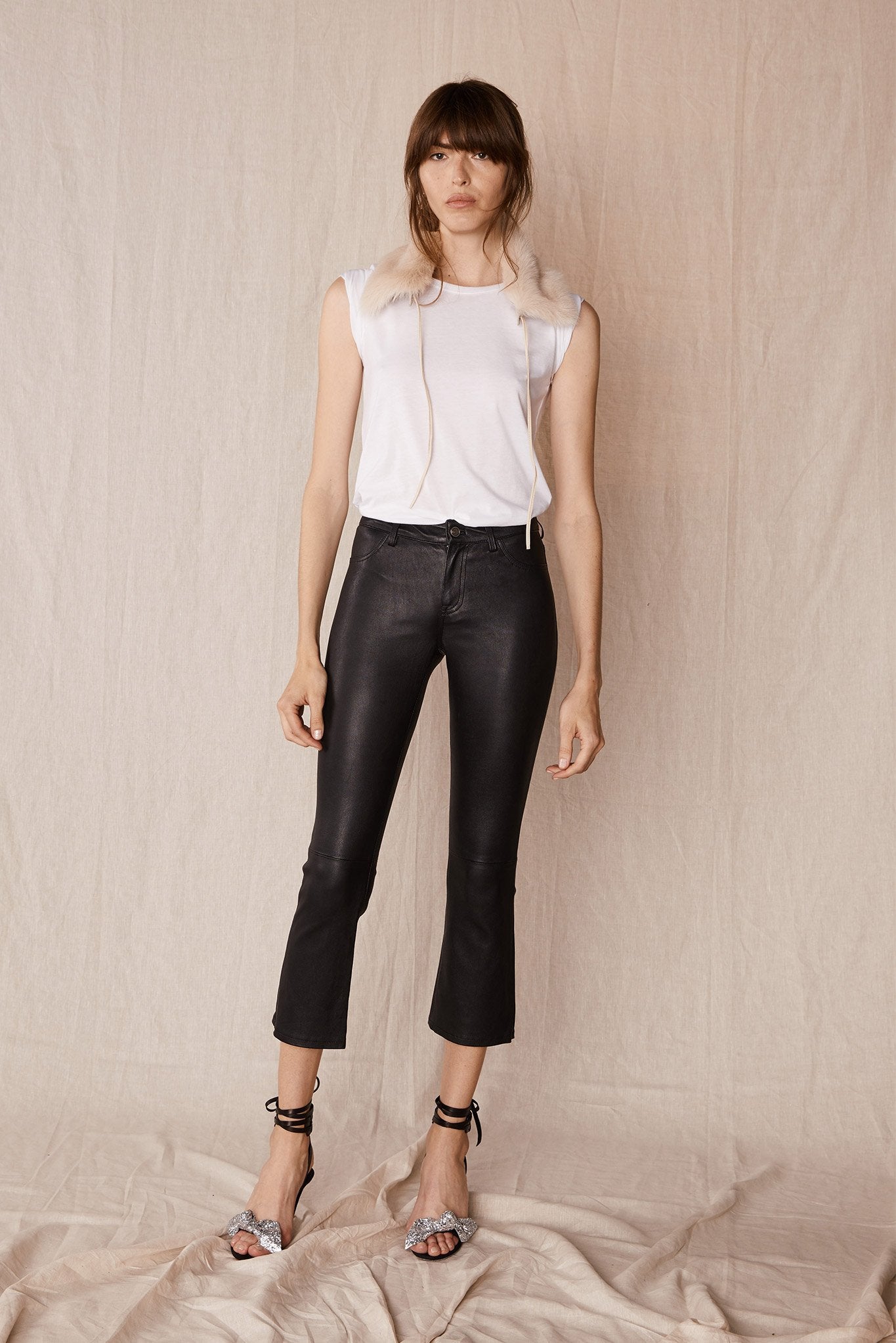 Midtown Kick Flare Pant - Black Leather with Stretch - Shop Now