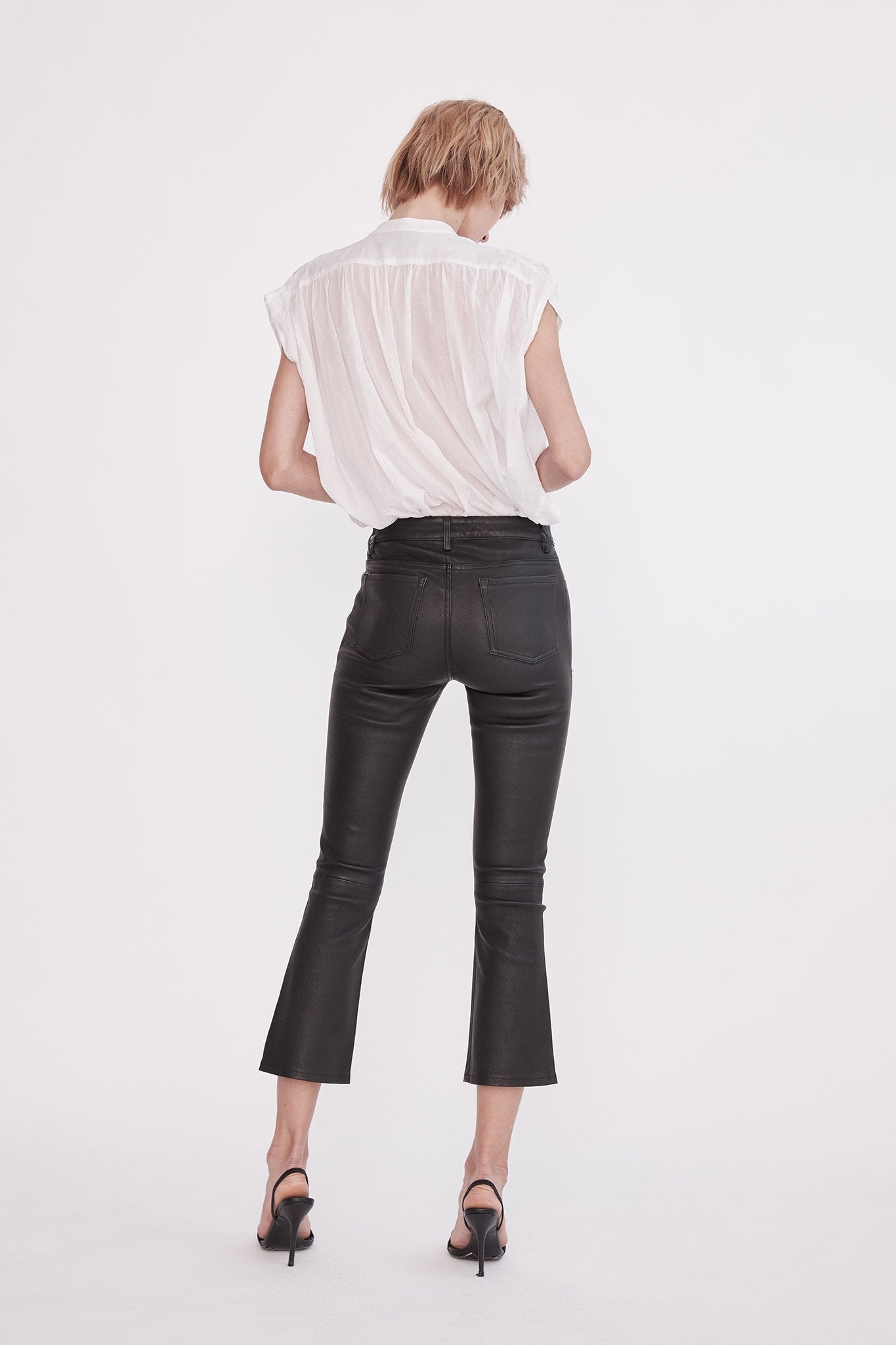 Midtown Kick Flare Pant - Black Leather with Stretch - Shop Now