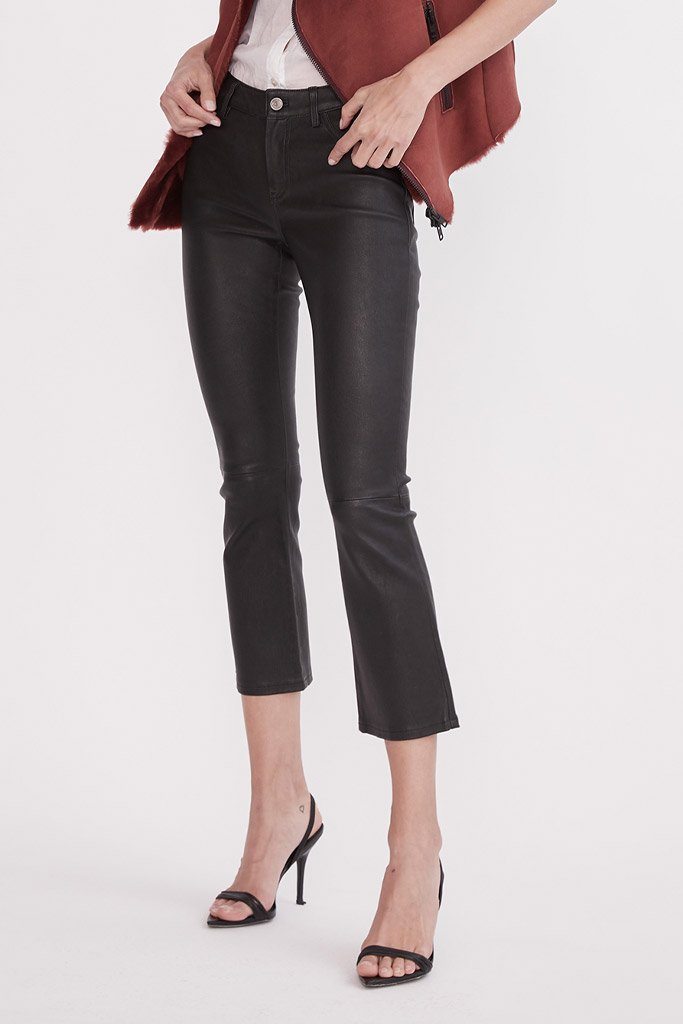 Midtown Kick Flare Pant - Black Leather with Stretch - Shop Now