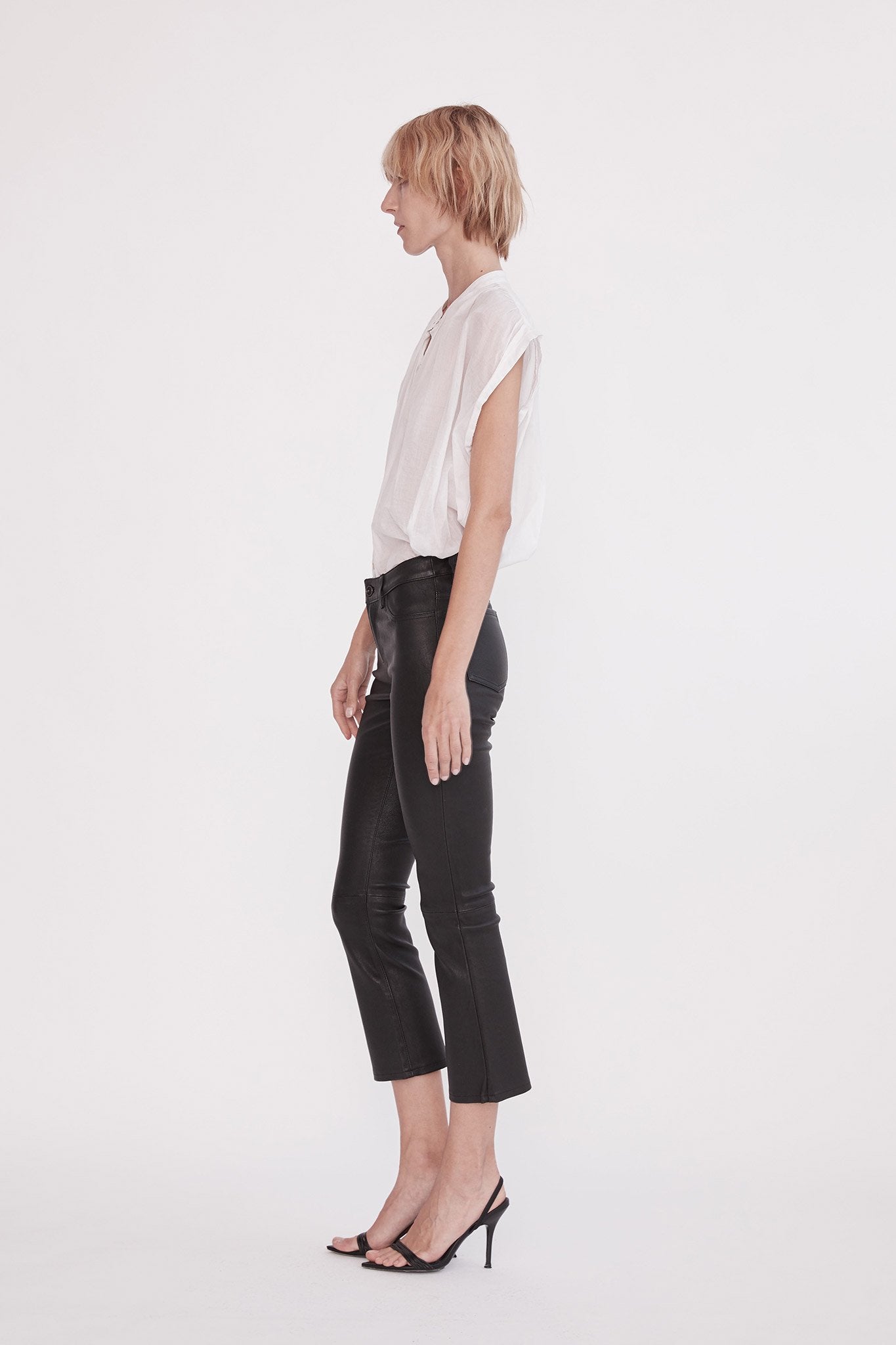 Midtown Kick Flare Pant - Black Leather with Stretch - Shop Now