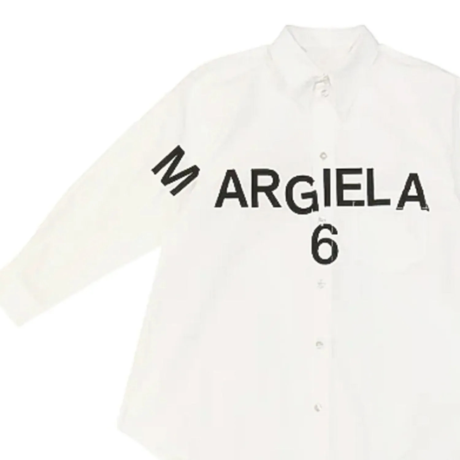 Mm6 Maison Margiela White Chemisier Dress Black Logo Girls