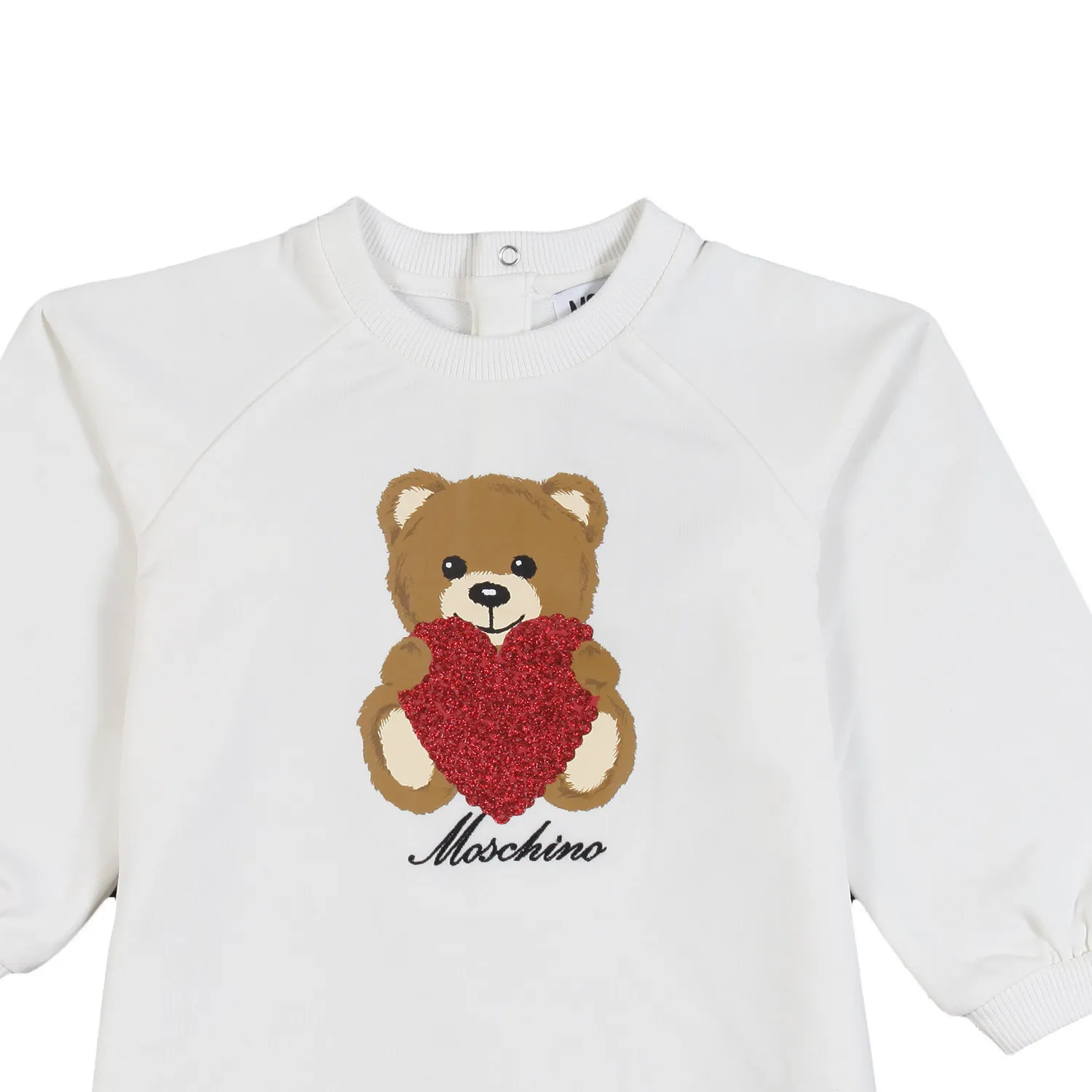 Moschino White Sweatshirt Dress For Baby Girls