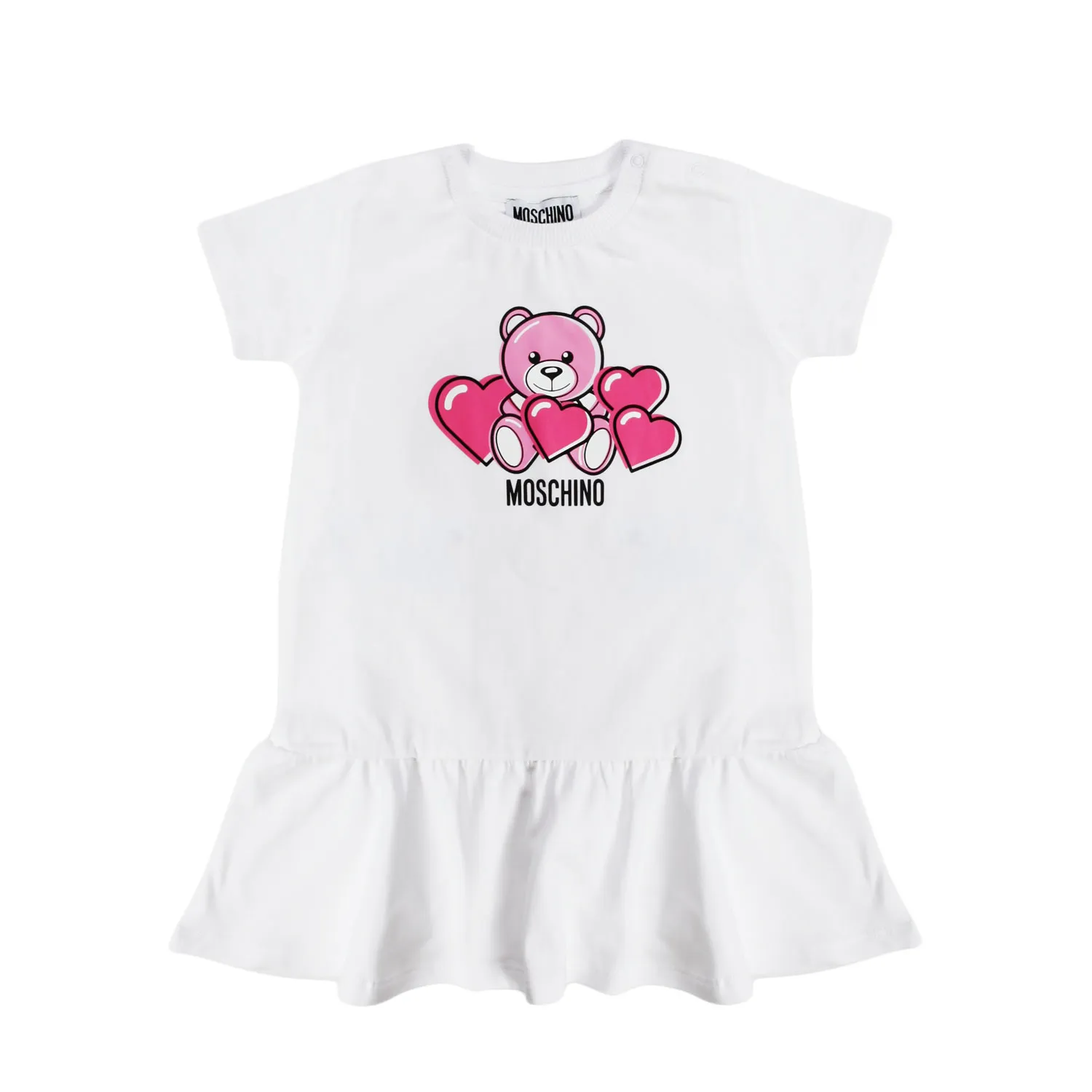 Moschino White Girl Dress Featuring Pink Bear Design