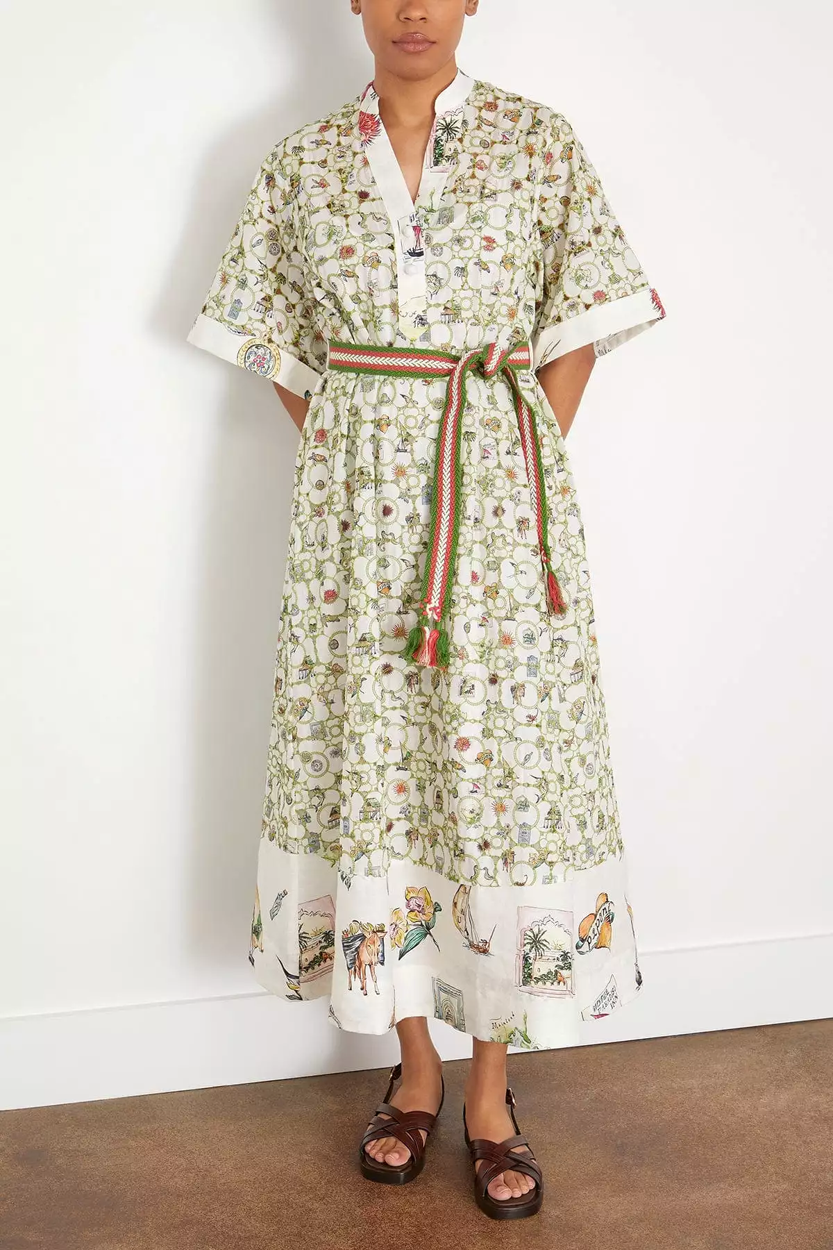 Multi-color Sunset Broderie Midi Dress