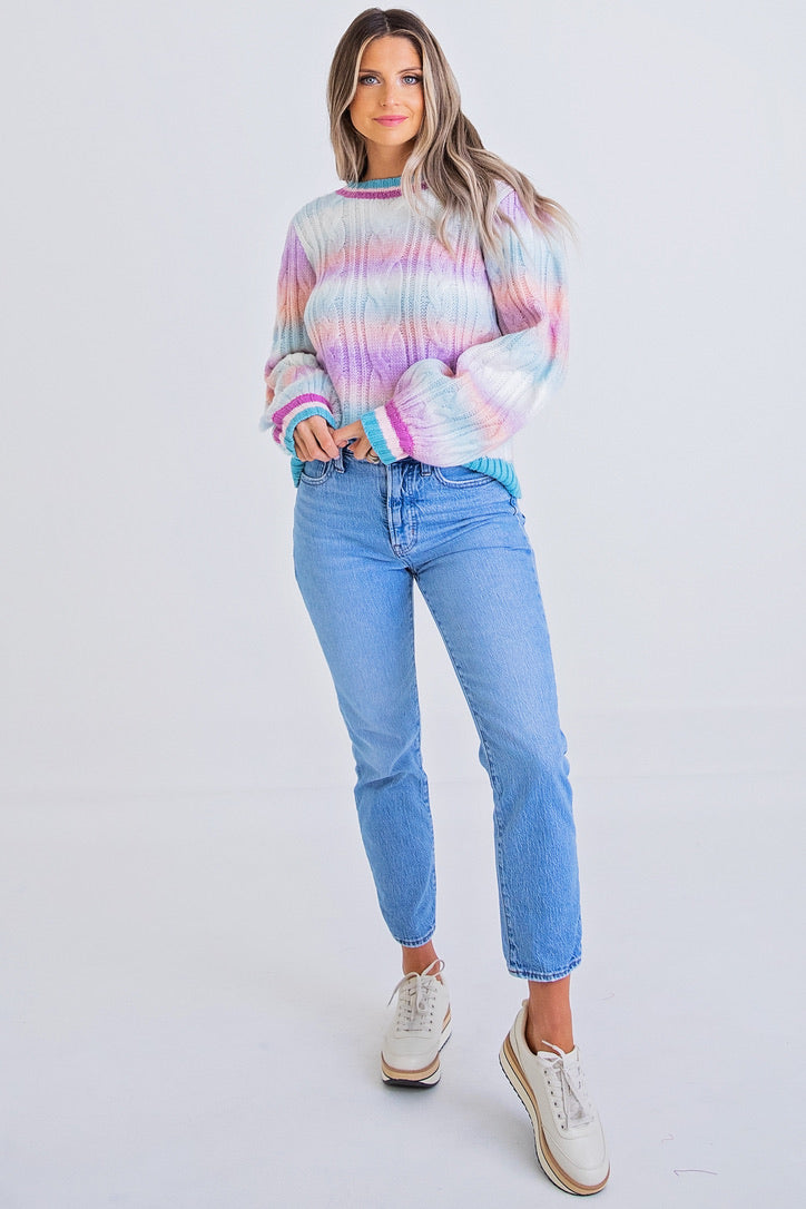 Multi Yarn Cable Knit Sweater