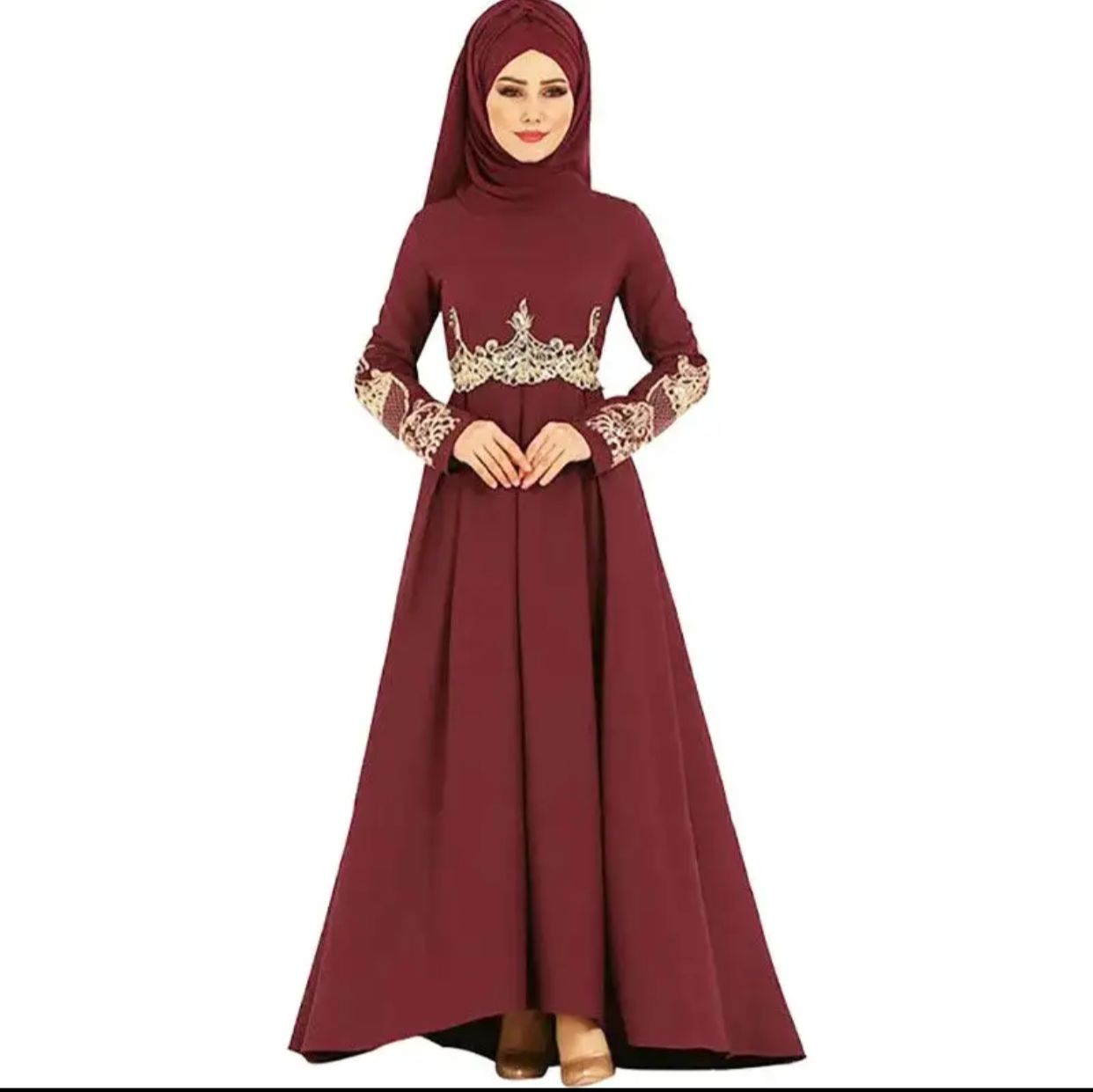 Muslim high waist elegant swing drag dress women size L B-48872