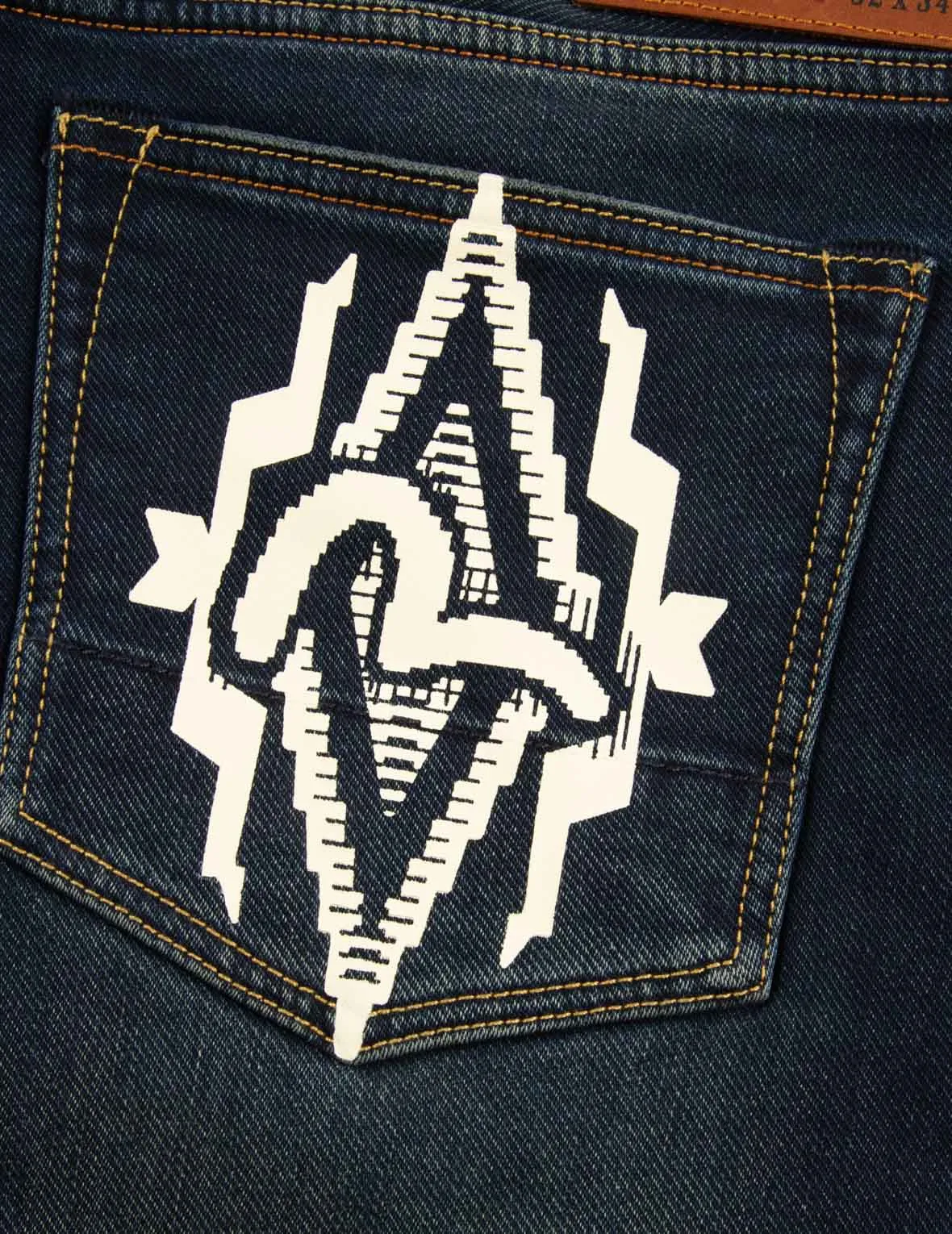 Navajo Style Tapestry Seagull Print Pocket Carrot Fit Jeans 2017