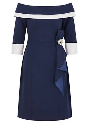 Navy White Bardot Shift Dress by Kaleidoscope | Look Again