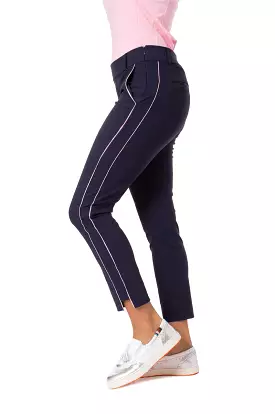 Navy Pink Stretch Ankle Pant