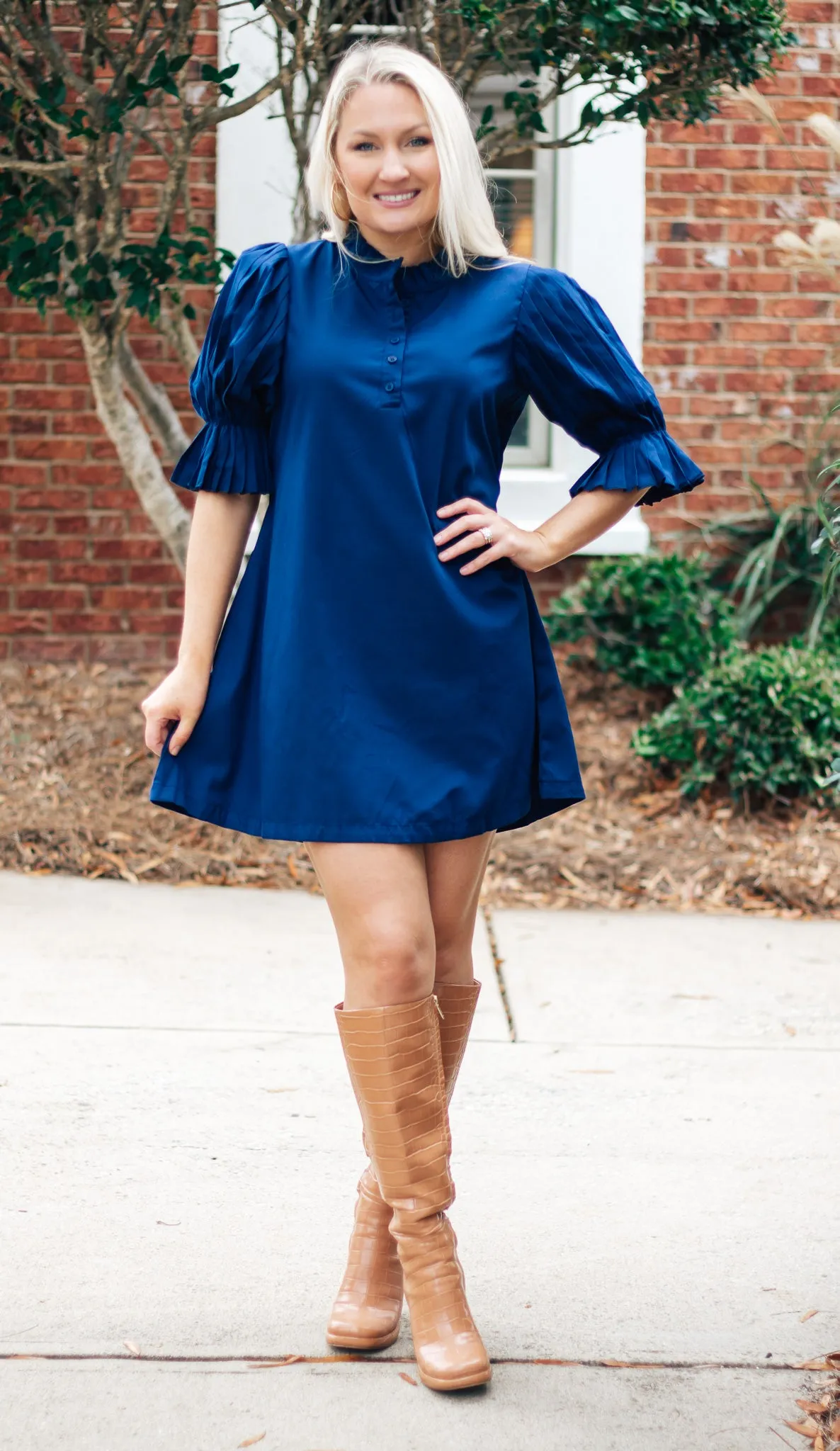 Nautical Pleated Shift Dress