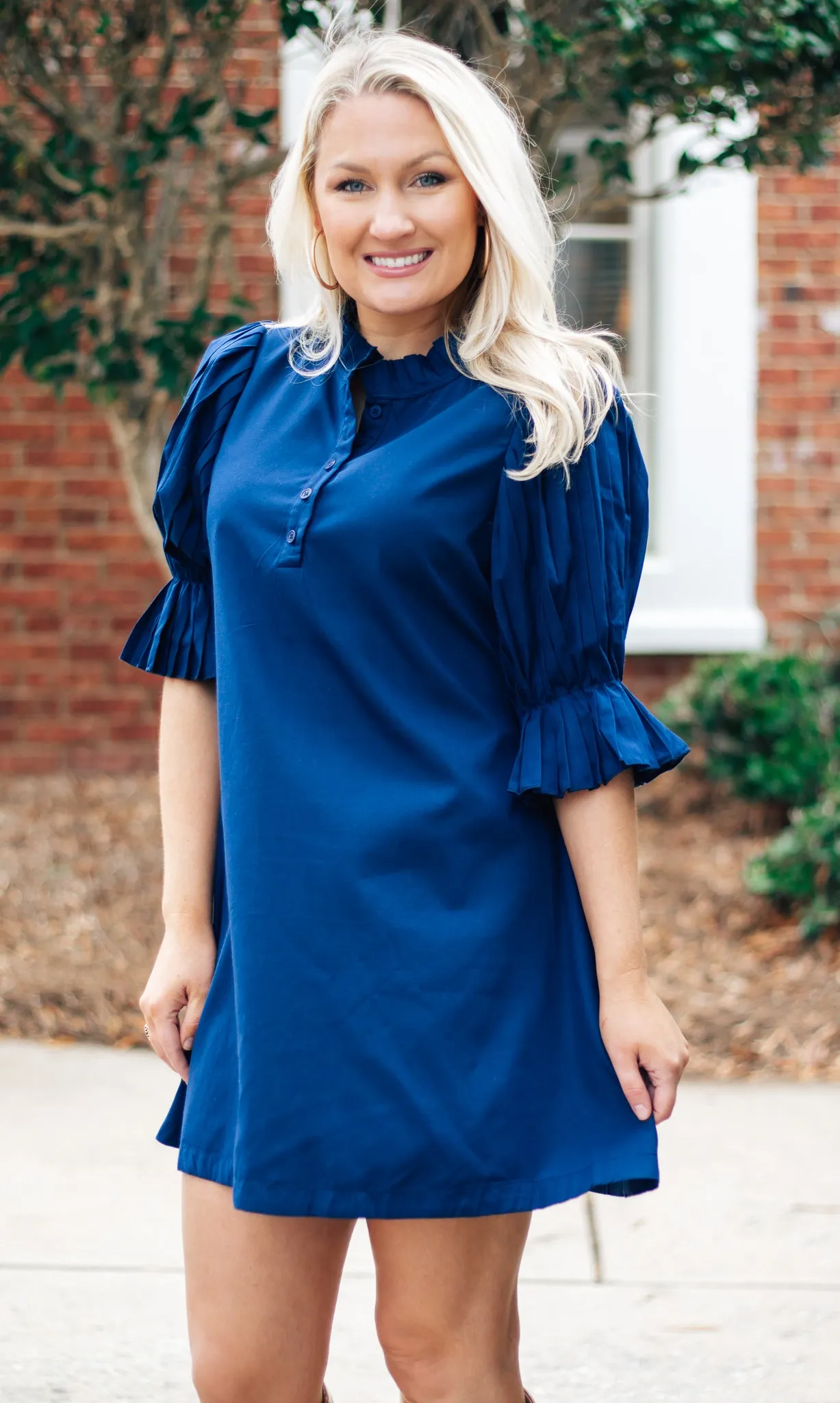 Nautical Pleated Shift Dress