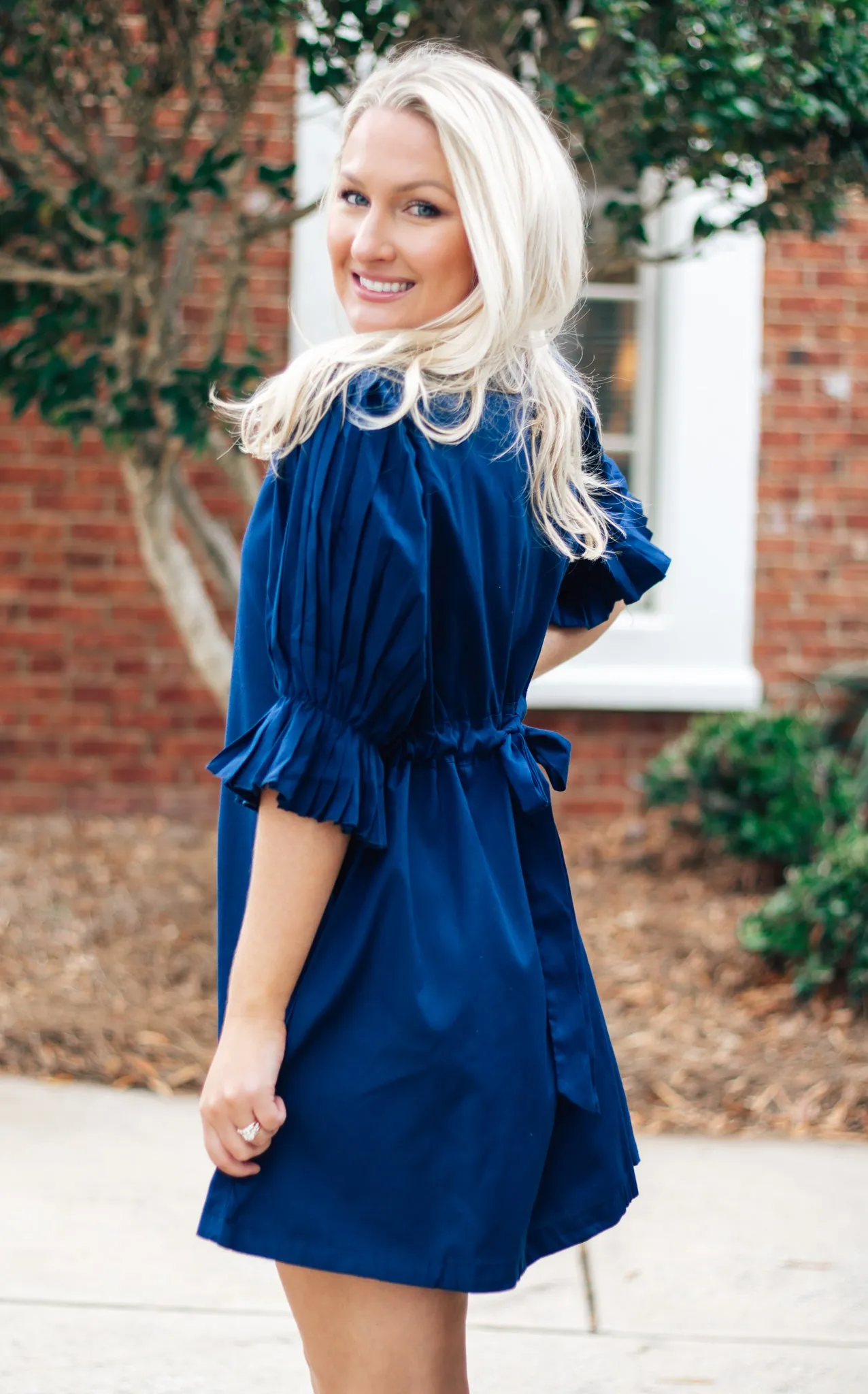 Nautical Pleated Shift Dress