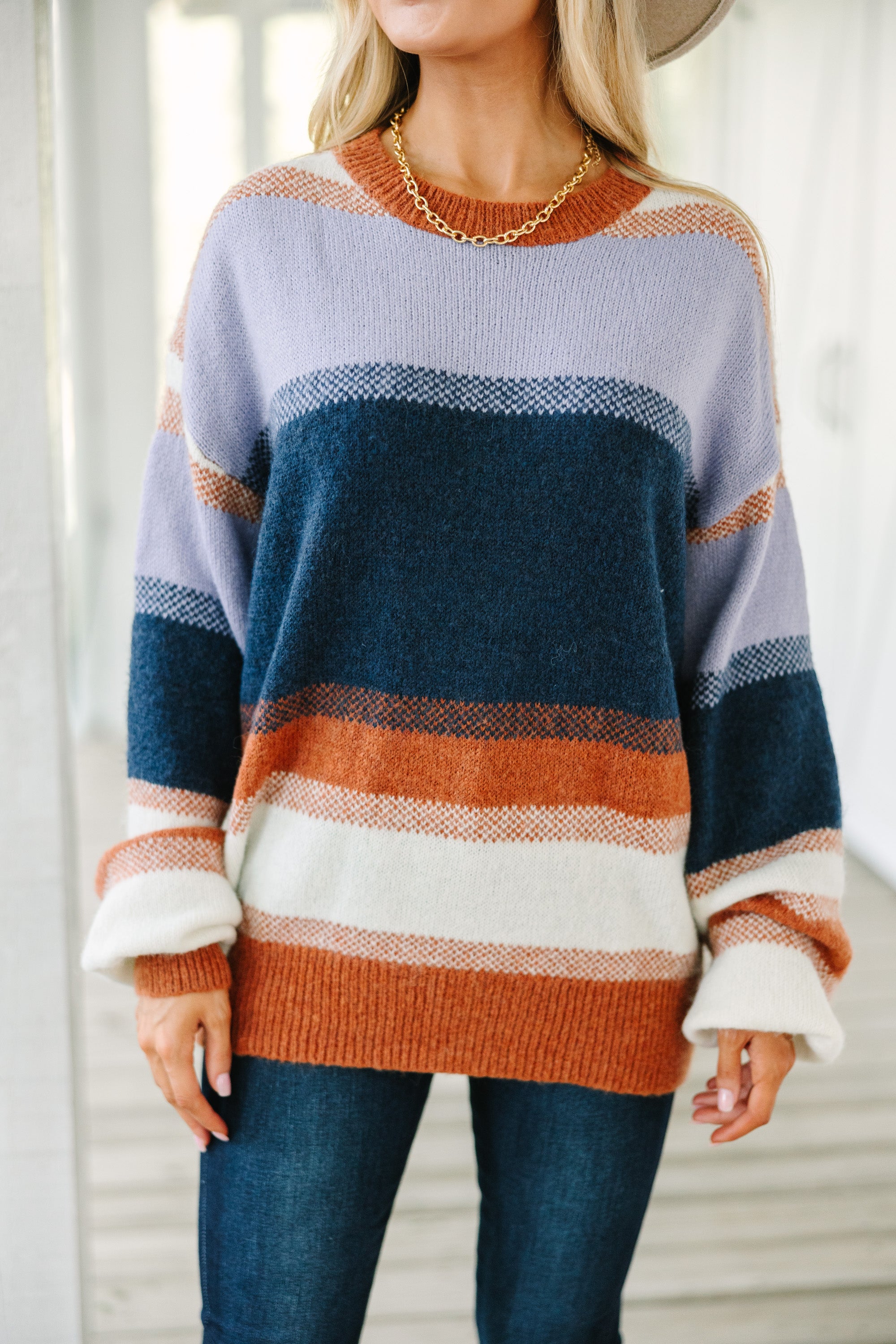 Navy Striped Sweater - Fall For You