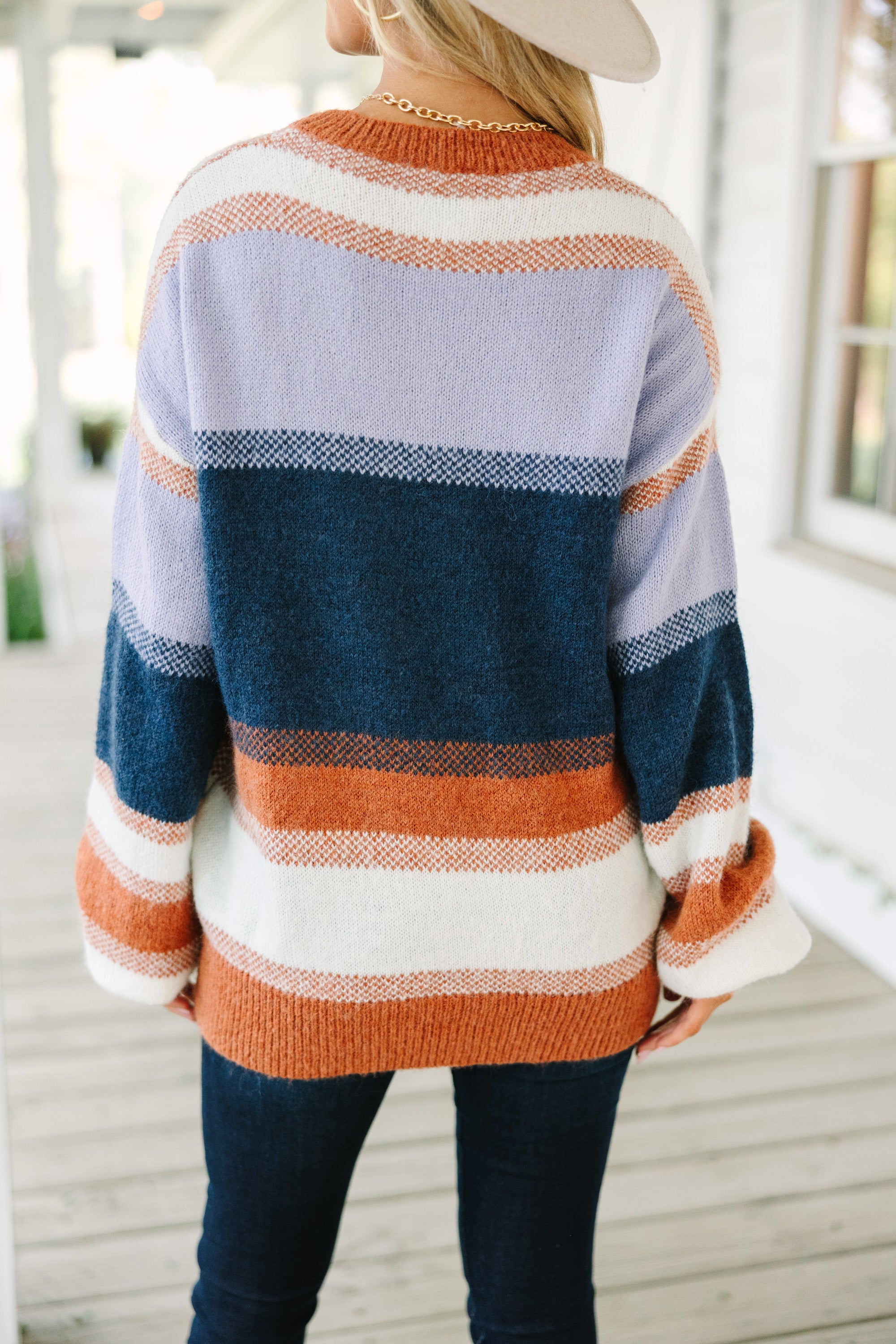 Navy Striped Sweater - Fall For You