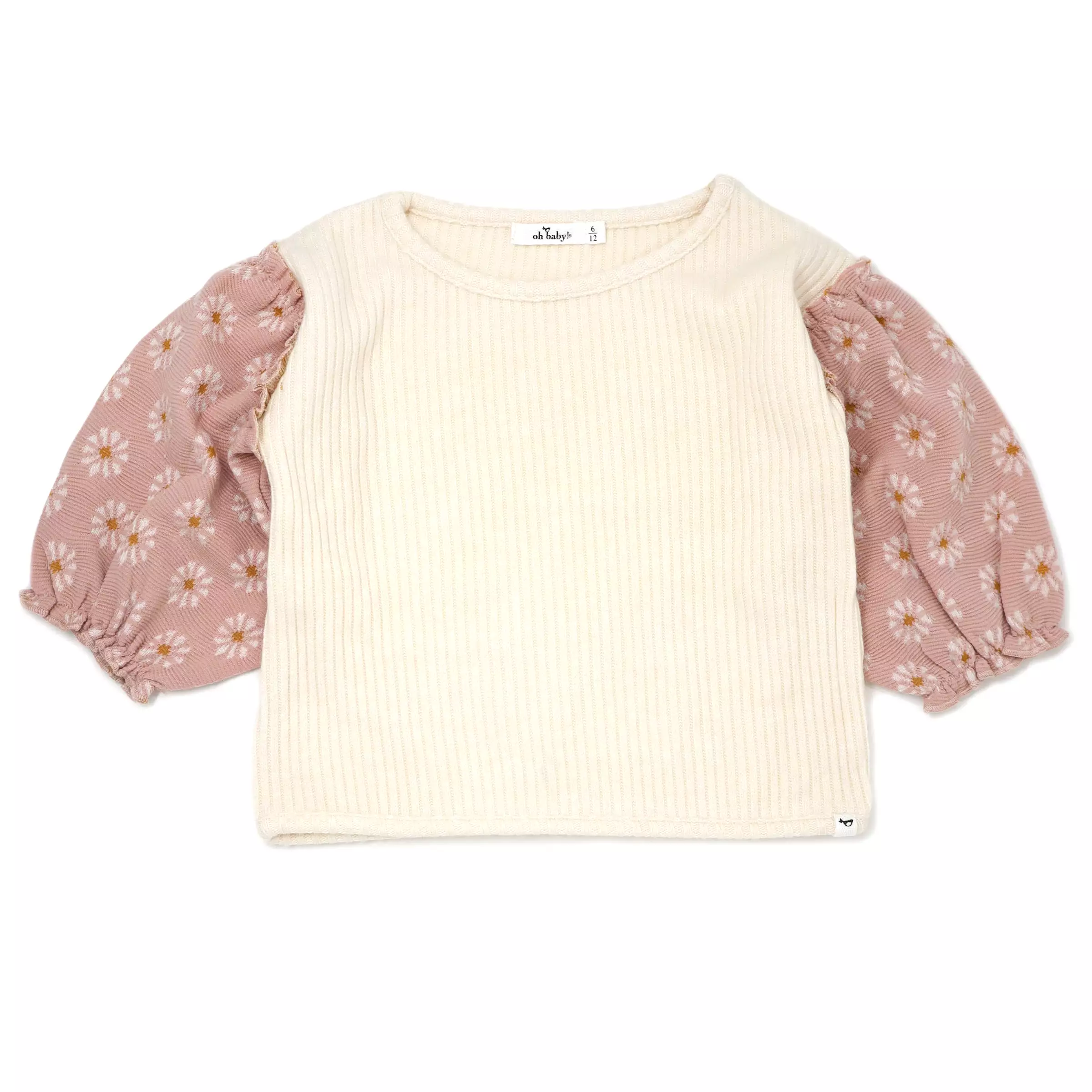 Nellie Sweaterknit Blouse - Starburst Print Puff Sleeves - Vanilla