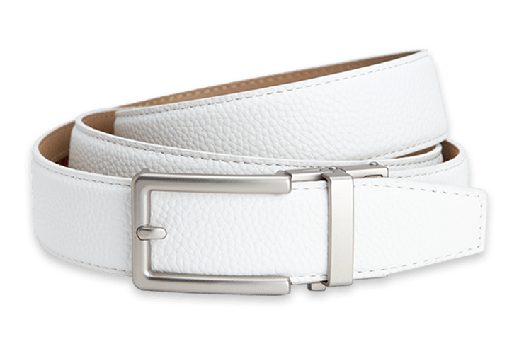 Neubelt Vegan White Golf Belt with 1.375 inch Strap