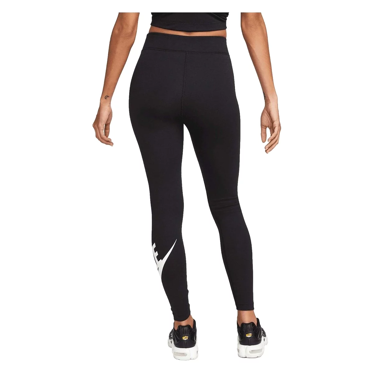 Nike high-waisted black leggings women's sportswear classics graphic.