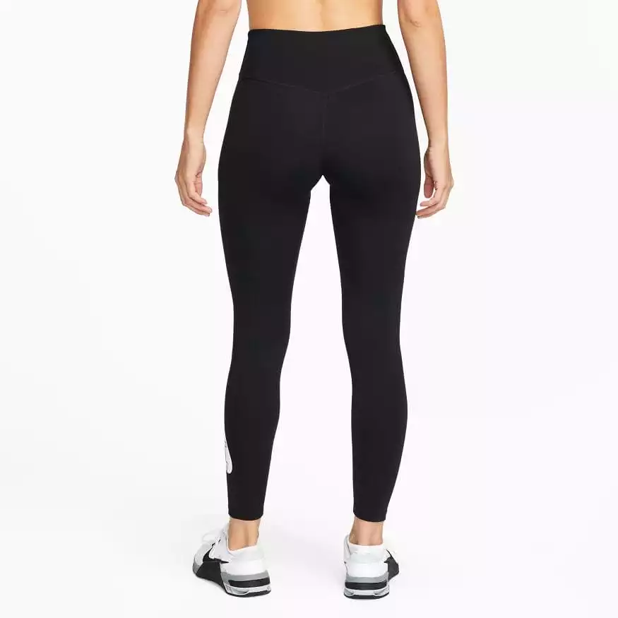 Nike Women's One Mid-Rise 7/8 Graphic Black Training Leggings