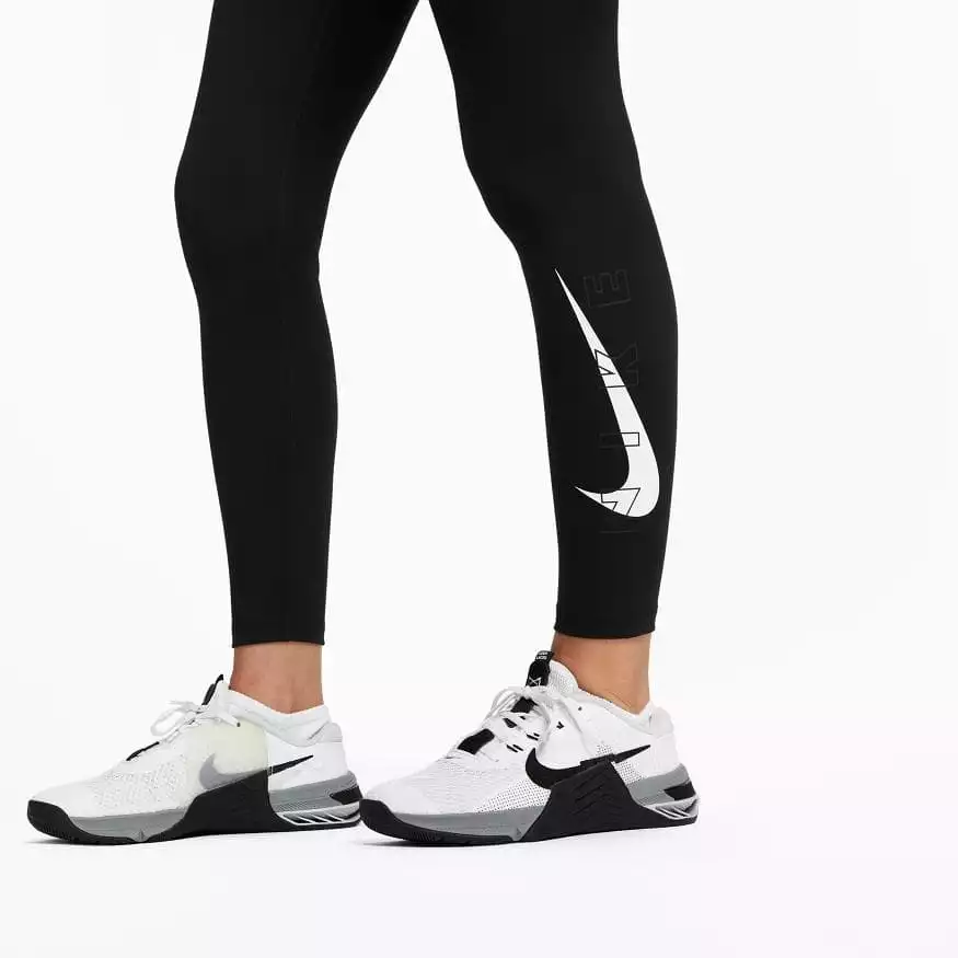 Nike Women's One Mid-Rise 7/8 Graphic Black Training Leggings