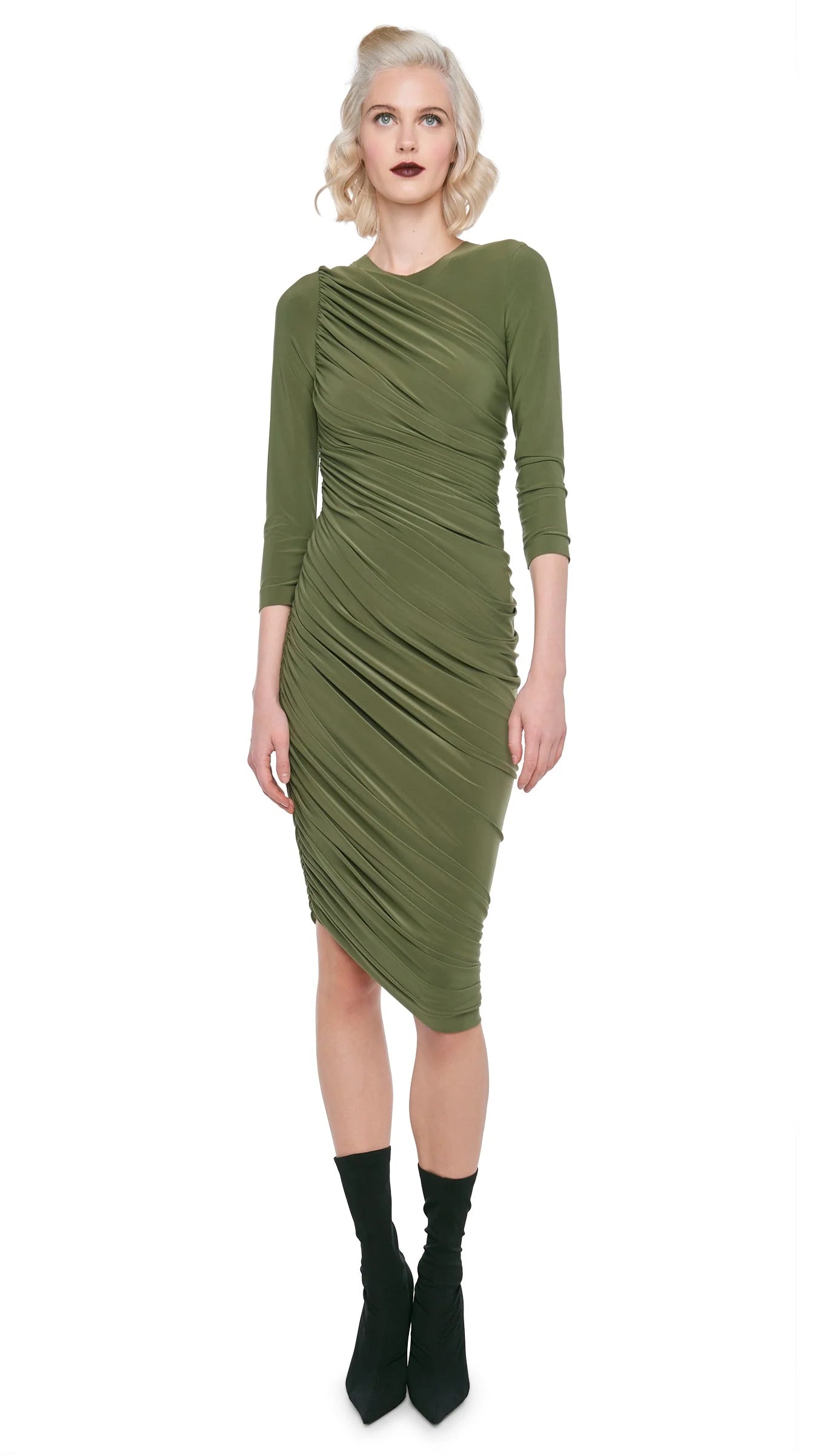 Norma Kamali Green Long Sleeve Diana Dress