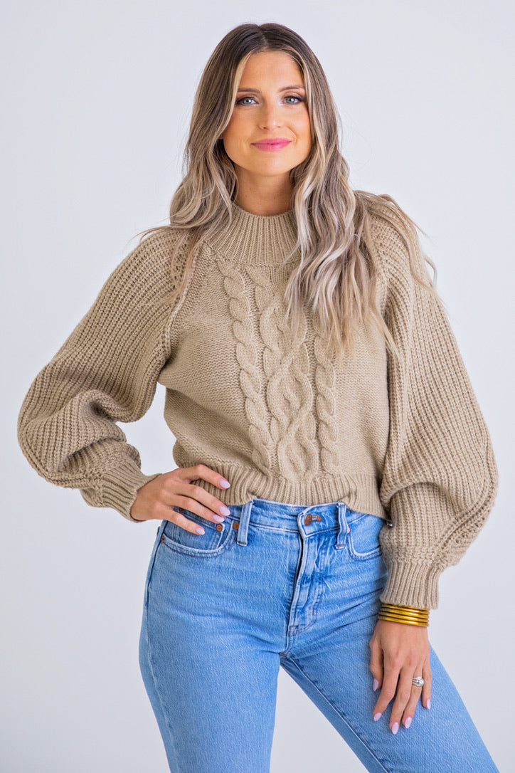 Oatmeal Cable Sweater - Shop Now