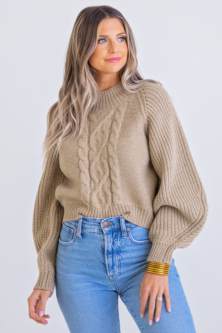 Oatmeal Cable Sweater - Shop Now