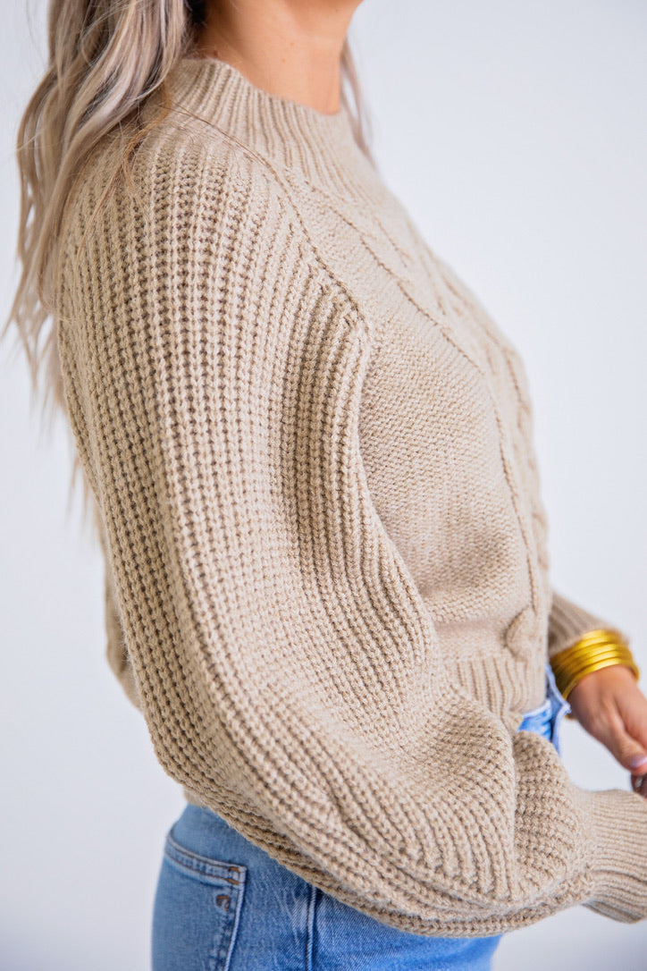 Oatmeal Cable Sweater - Shop Now