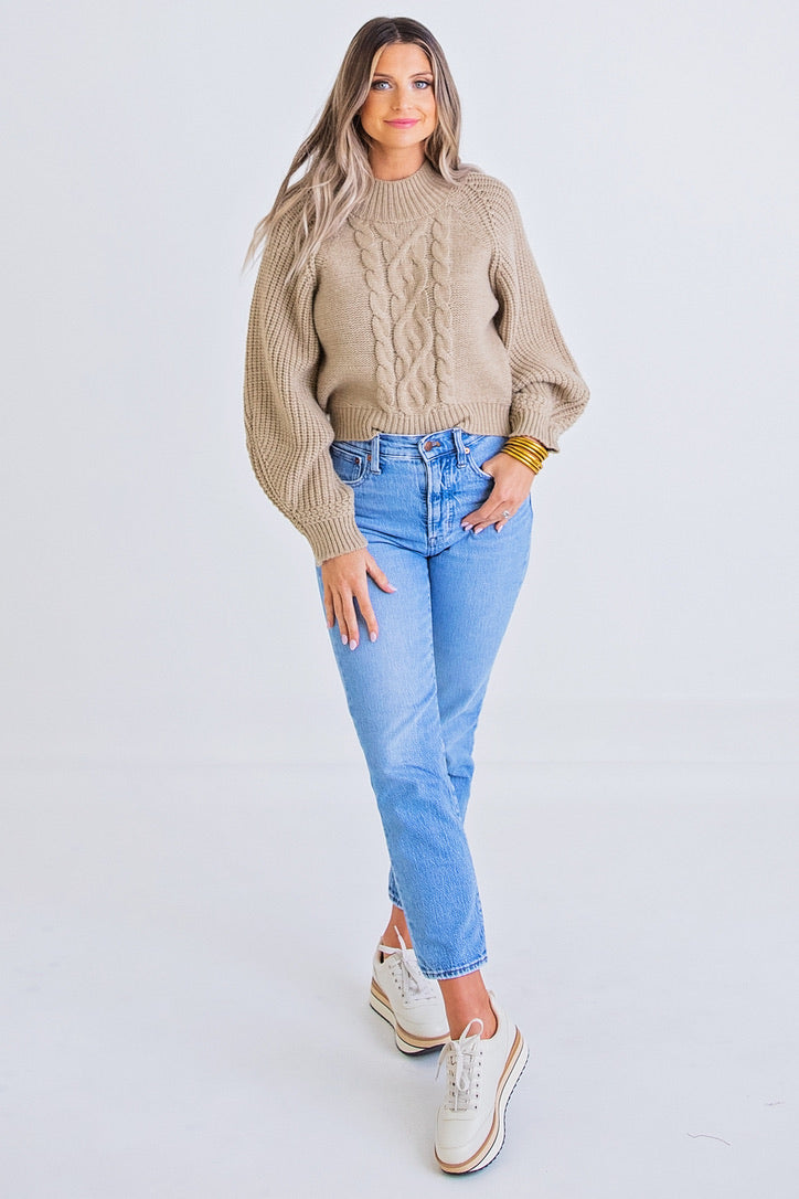 Oatmeal Cable Sweater - Shop Now