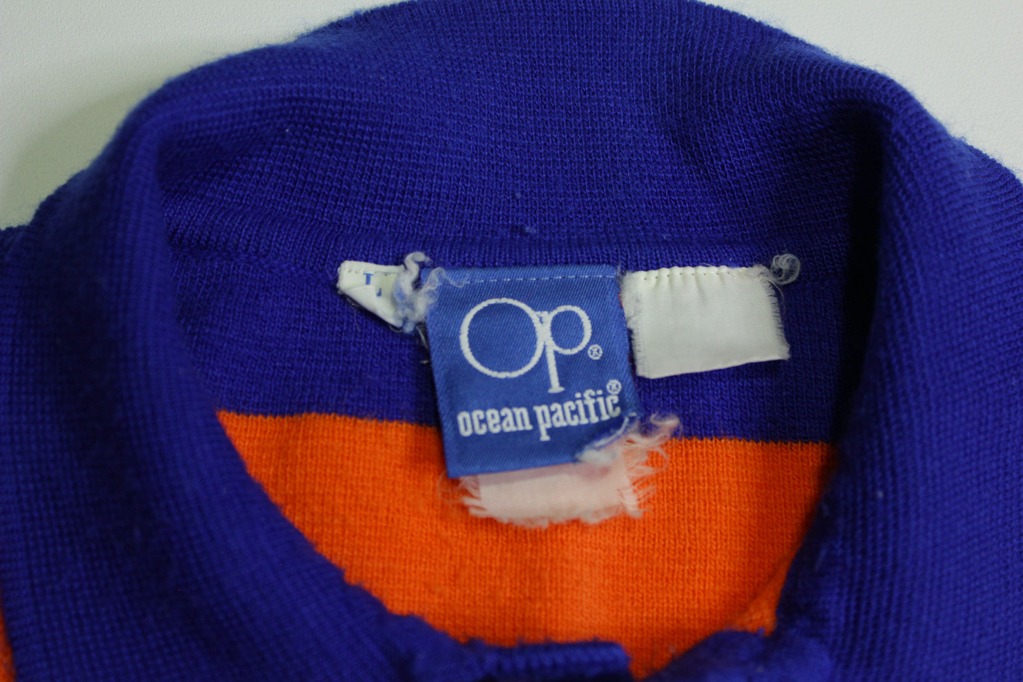 Ocean Pacific vintage 80's polo striped orange blue sweater