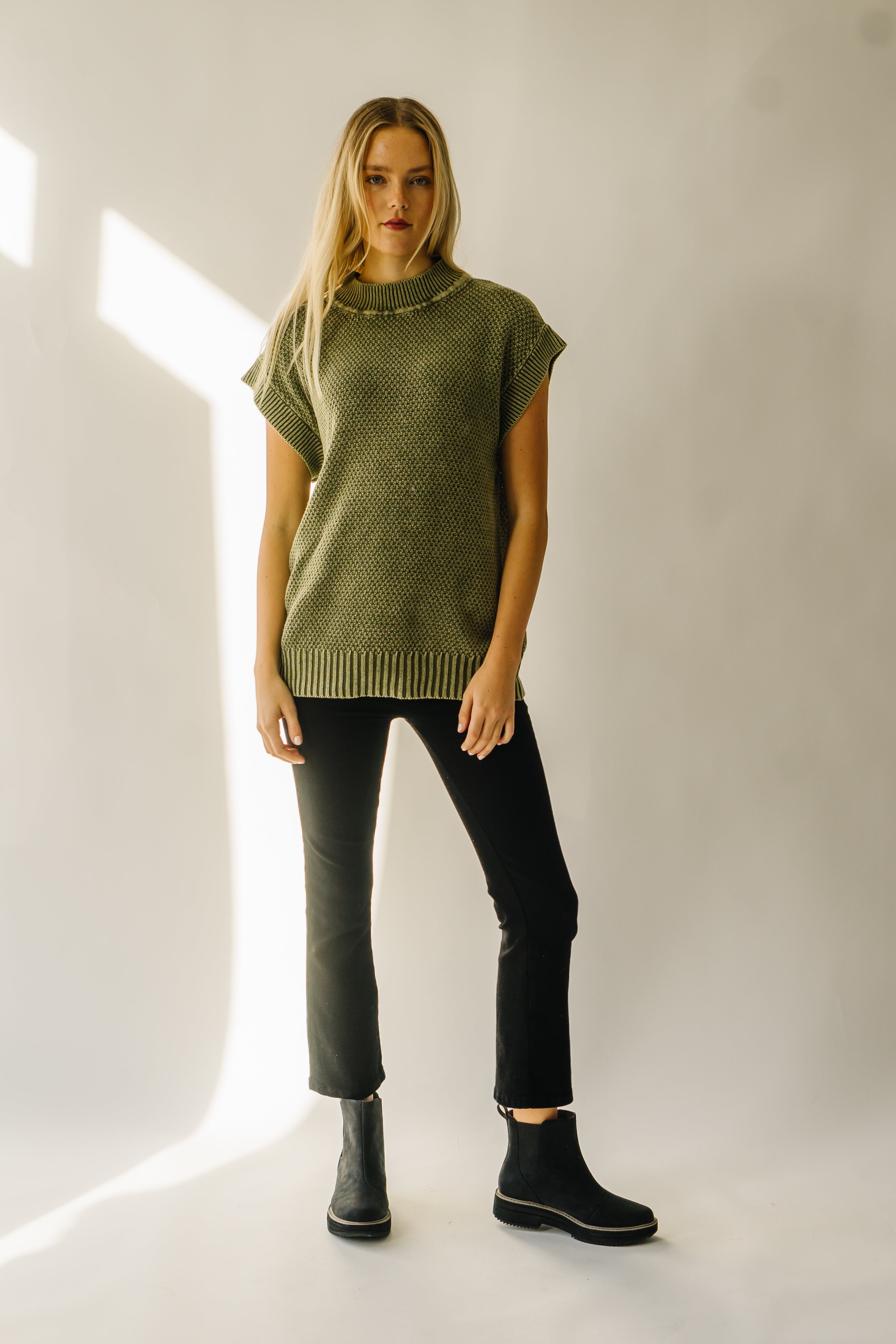 Olive Green Skandia Cap Sleeve Sweater