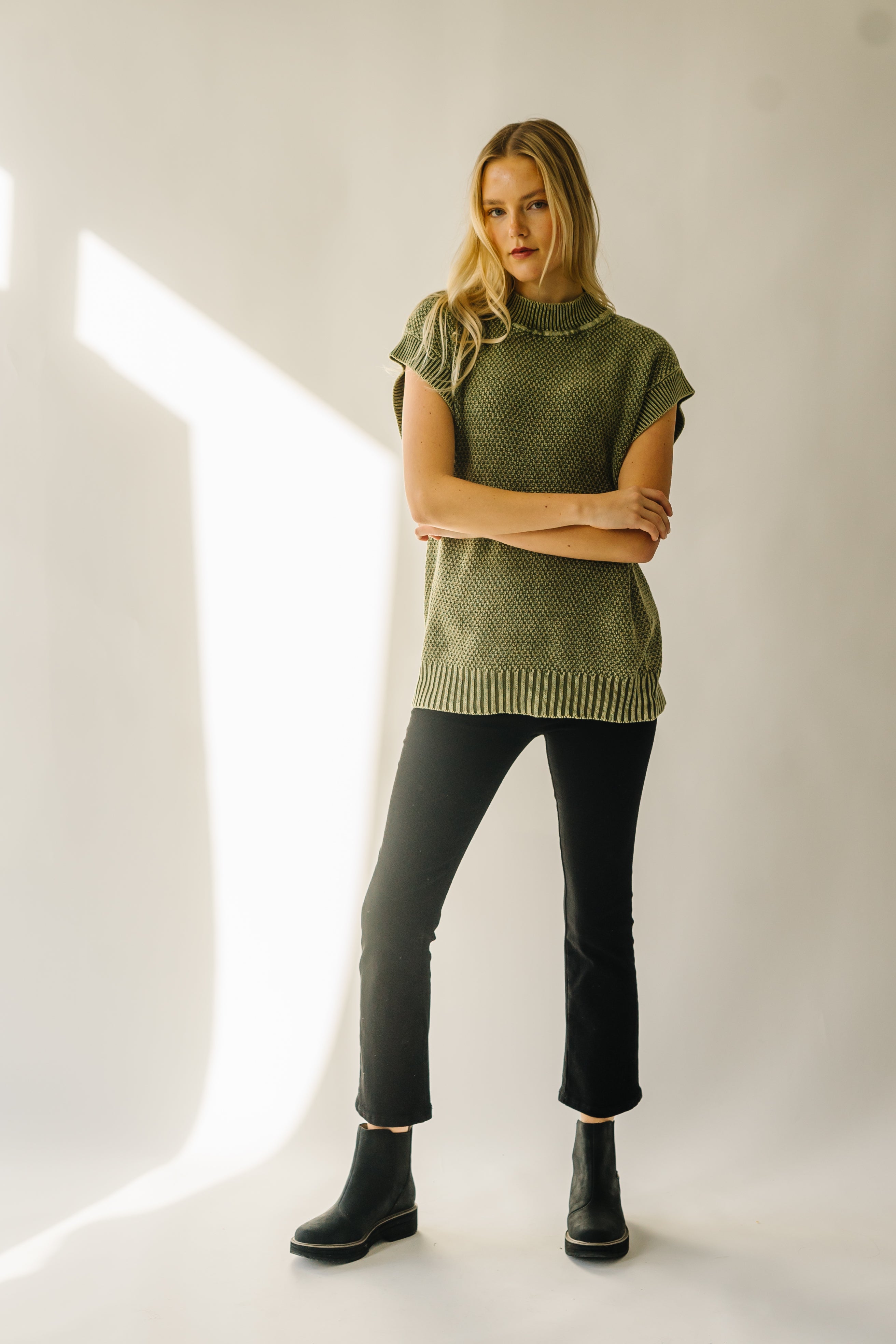 Olive Green Skandia Cap Sleeve Sweater