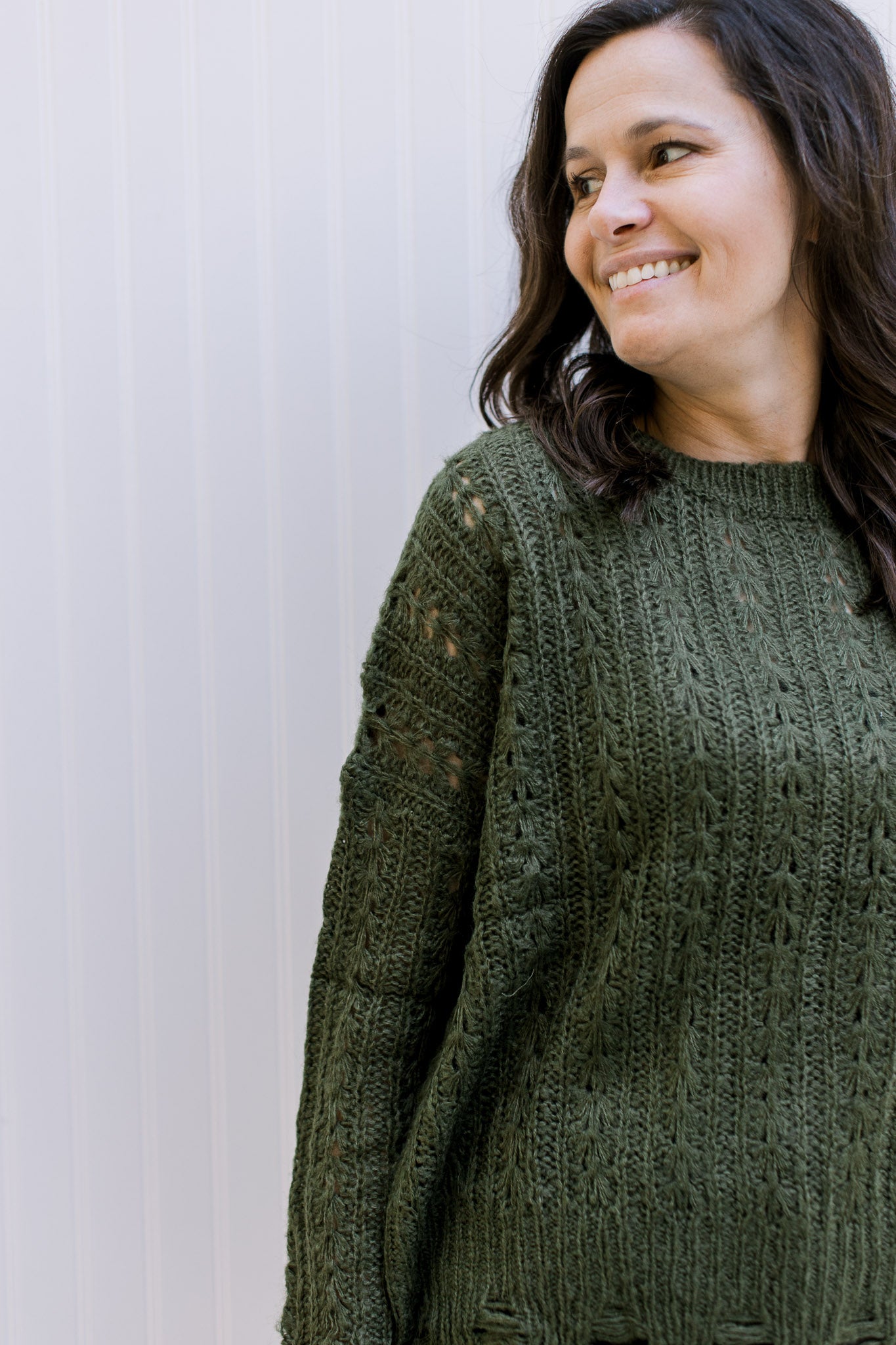 Olive Open Weave Sweater