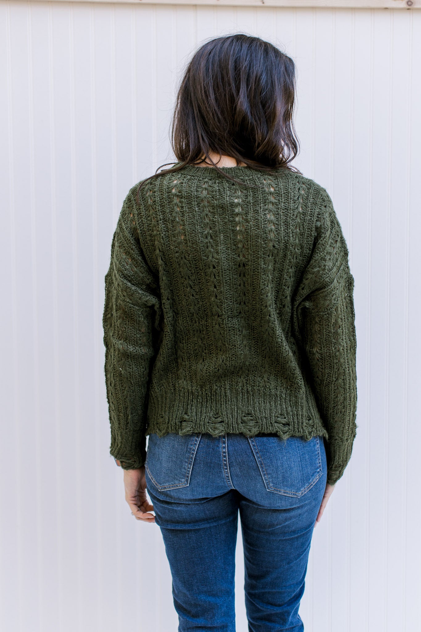 Olive Open Weave Sweater