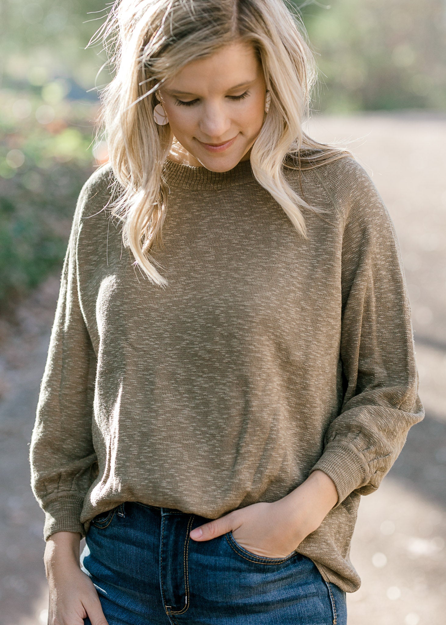 Olive Wide Neck Sweater