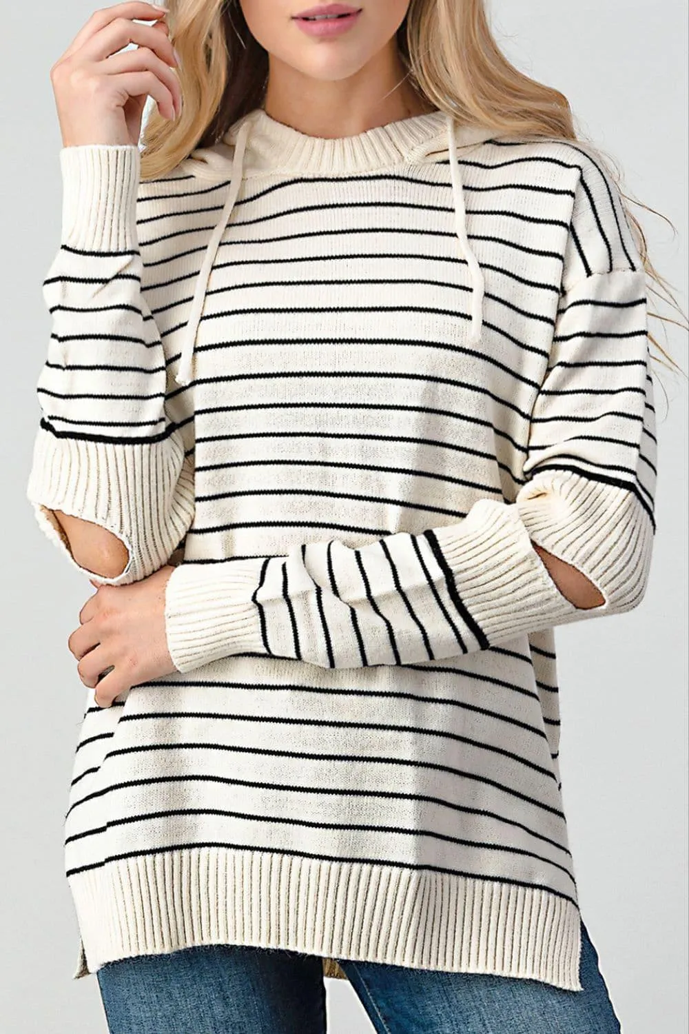 Olivia Cutout Striped Slit Sweater