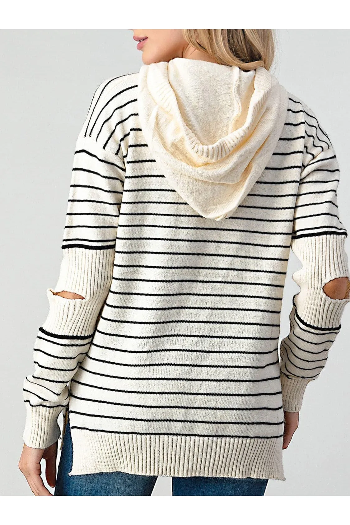 Olivia Cutout Striped Slit Sweater