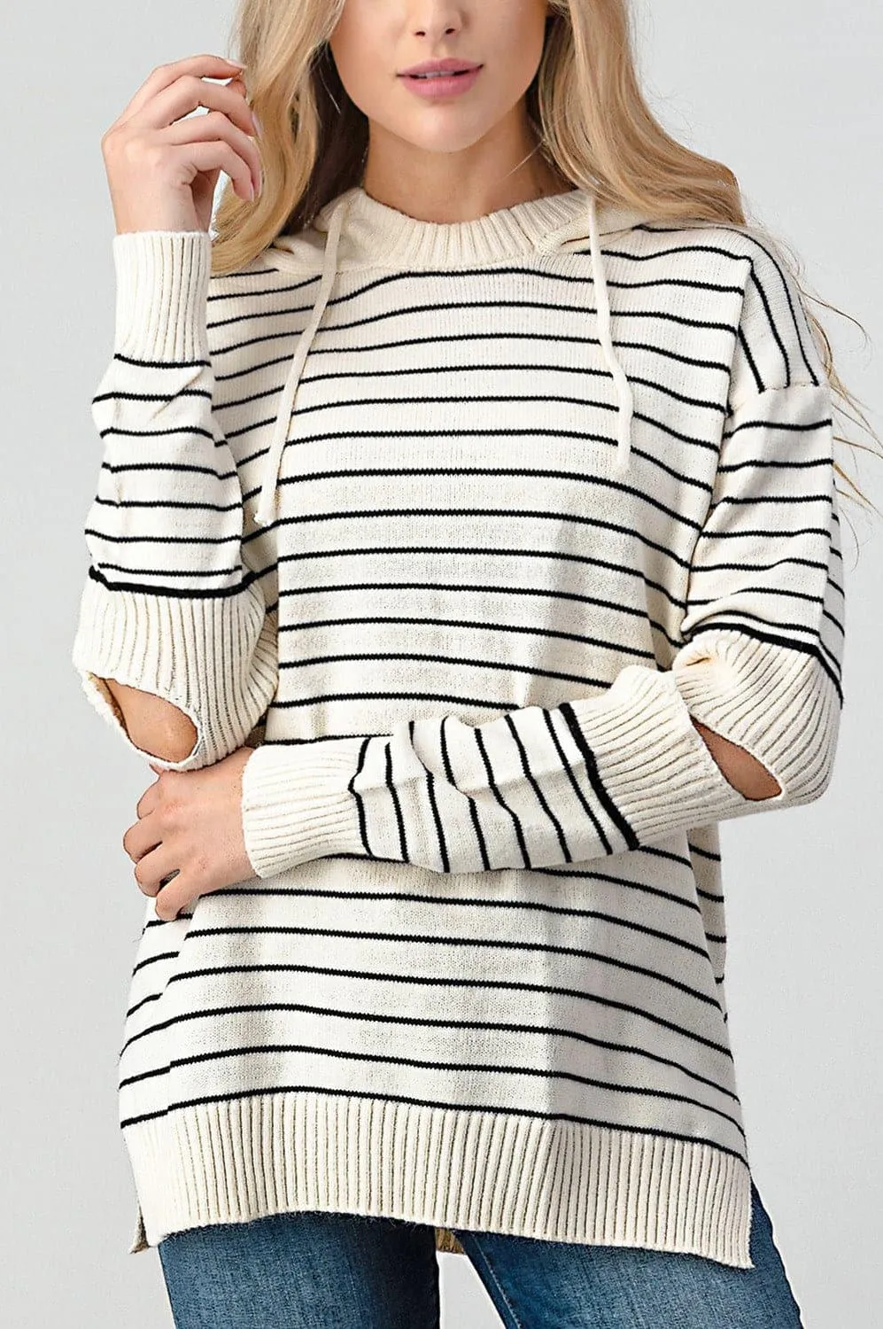 Olivia Cutout Striped Slit Sweater