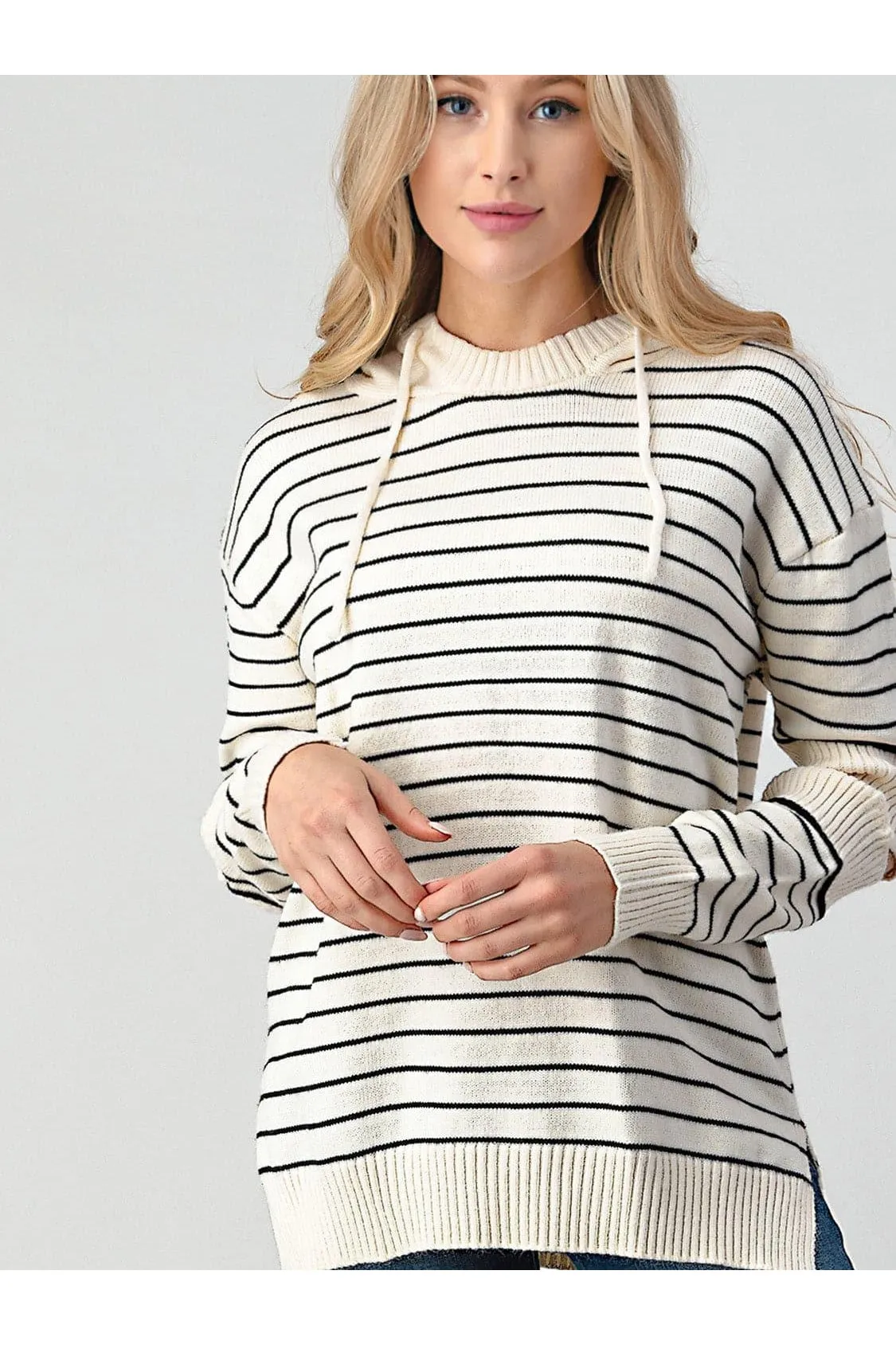 Olivia Cutout Striped Slit Sweater