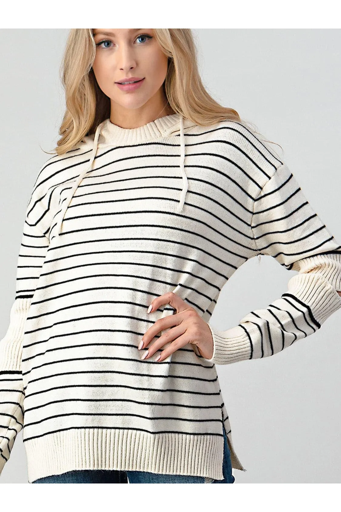 Olivia Cutout Striped Slit Sweater