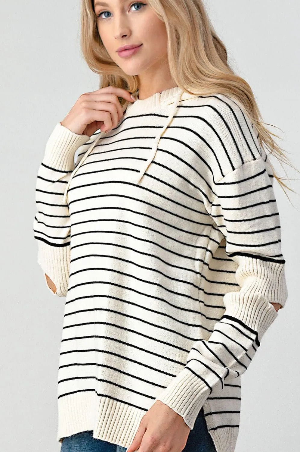 Olivia Cutout Striped Slit Sweater