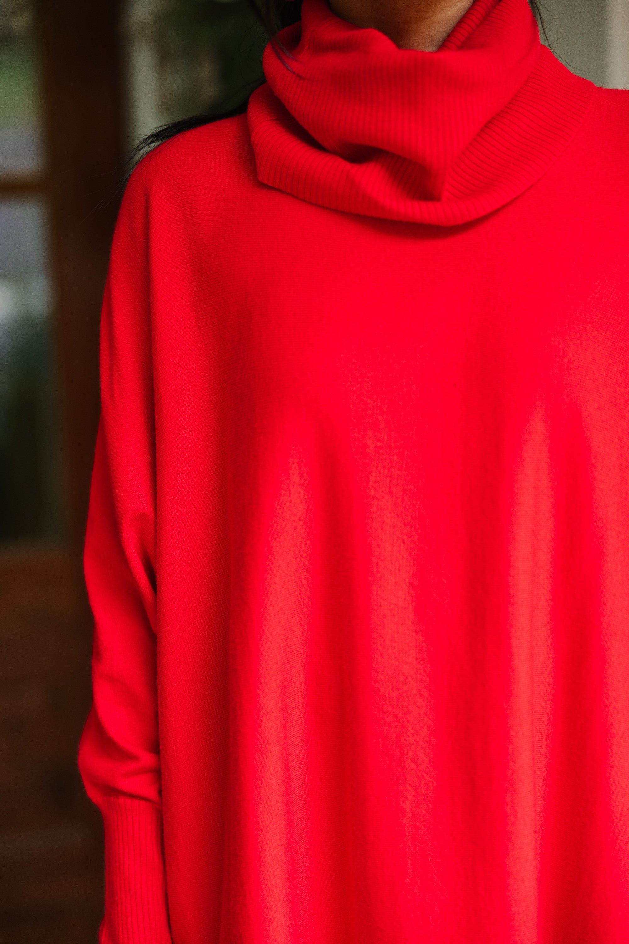 On Watch Red Turtleneck Tunic Sweater