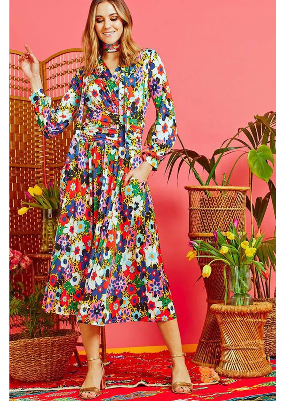 Onjenu Multi Sharon Donna 70's Midi Dress