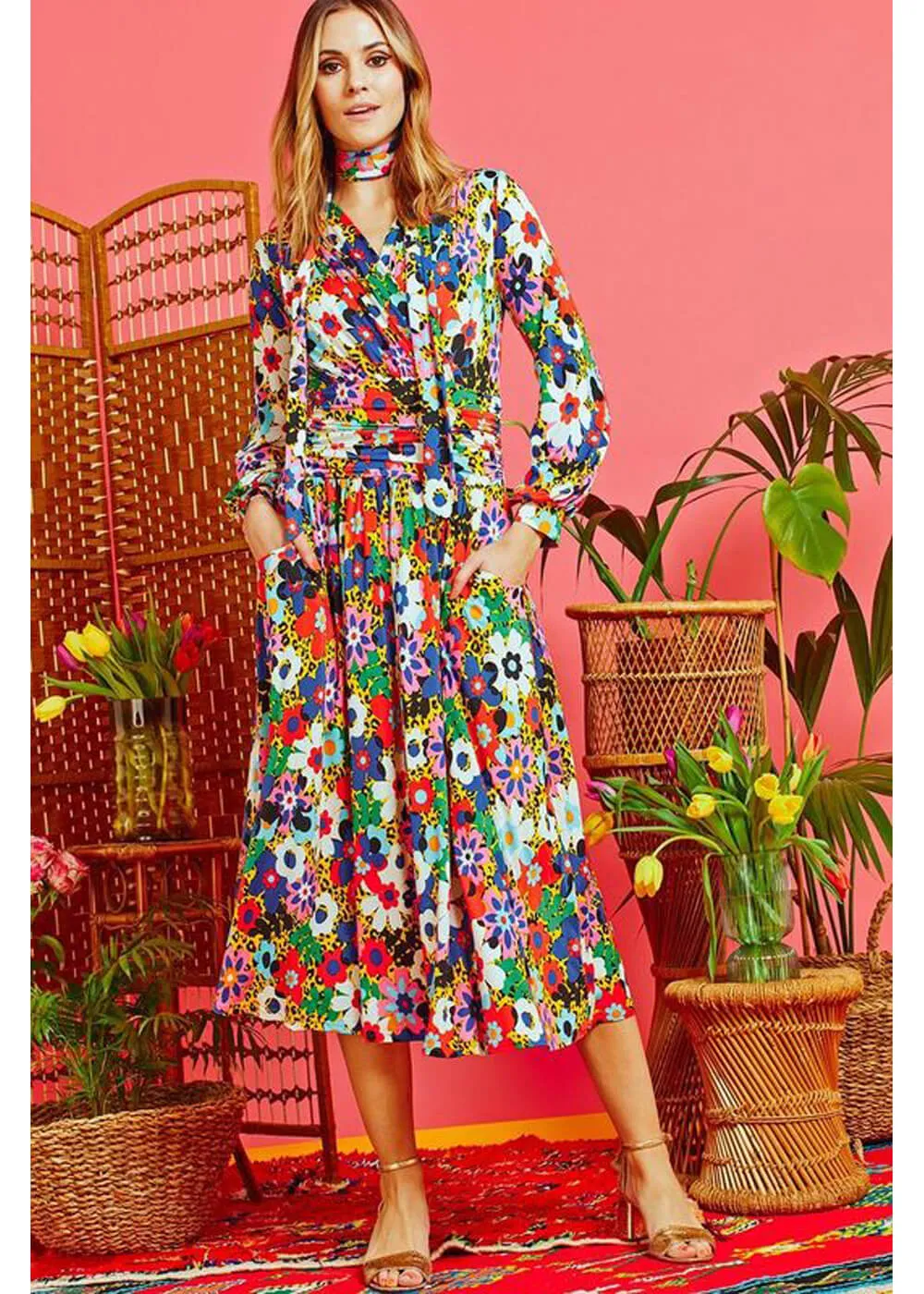 Onjenu Multi Sharon Donna 70's Midi Dress