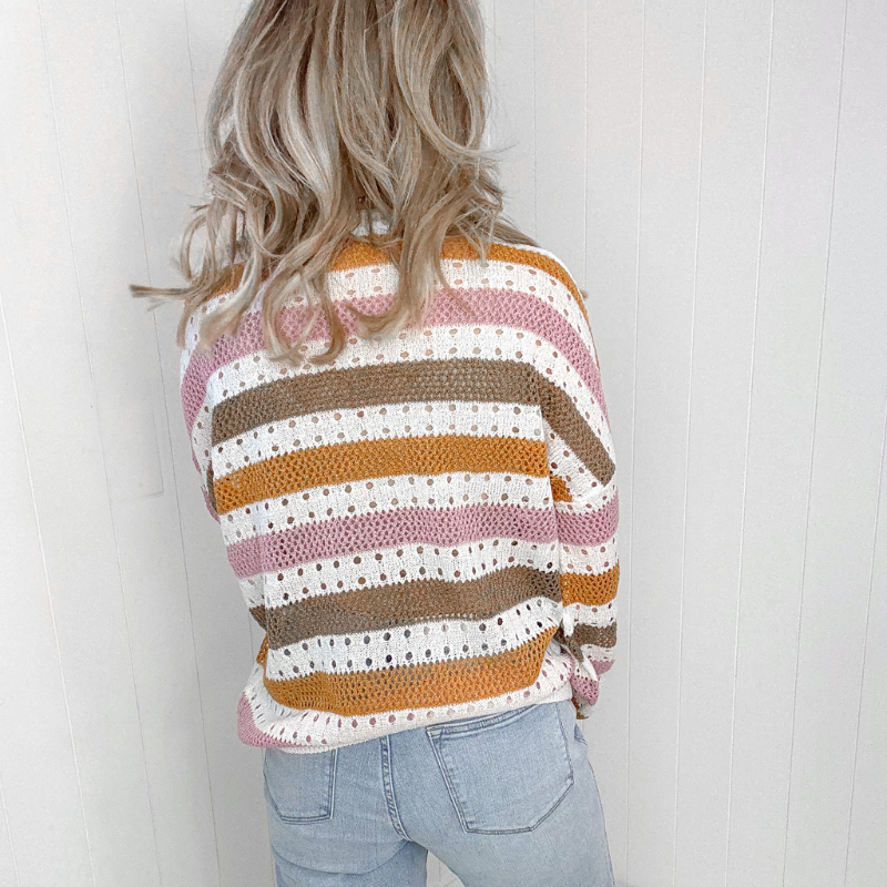 Open Knit Striped Sweater