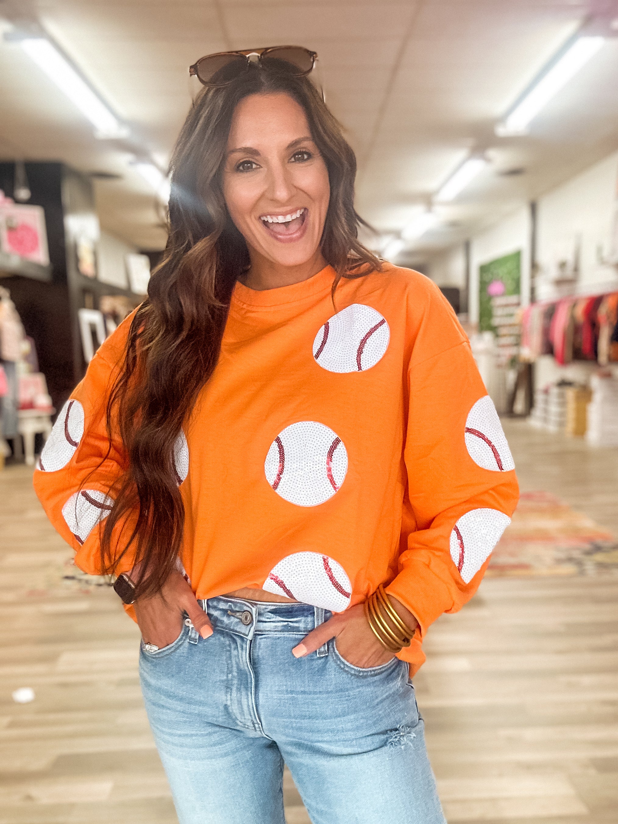 Orange Baseball Sweater - Queen Of The Ballfield