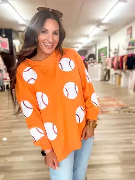 Orange Baseball Sweater - Queen Of The Ballfield